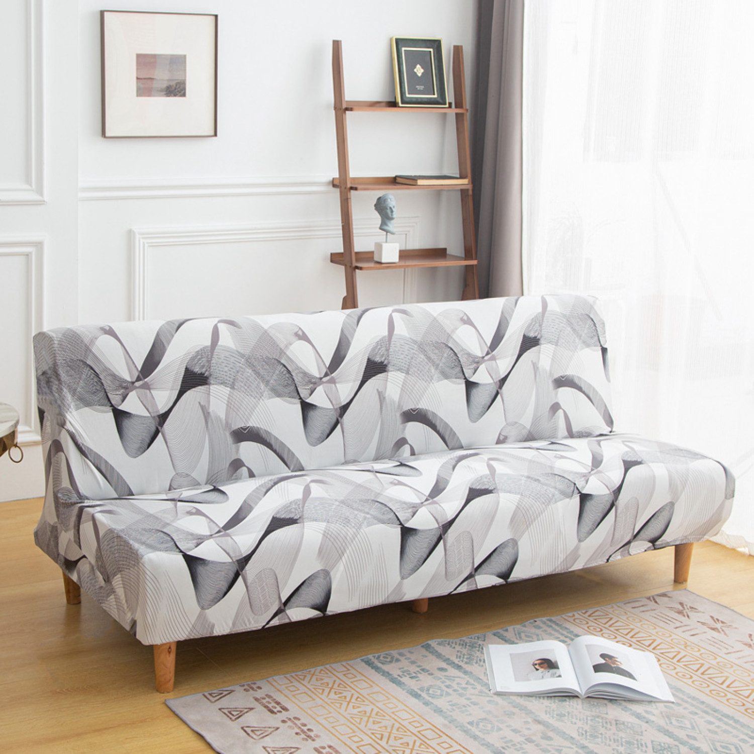 BYSURE Sofabezug, Stretch-Sofabezug für 3-Sitzer ohne Armlehnen, Bezug fürs Sofa