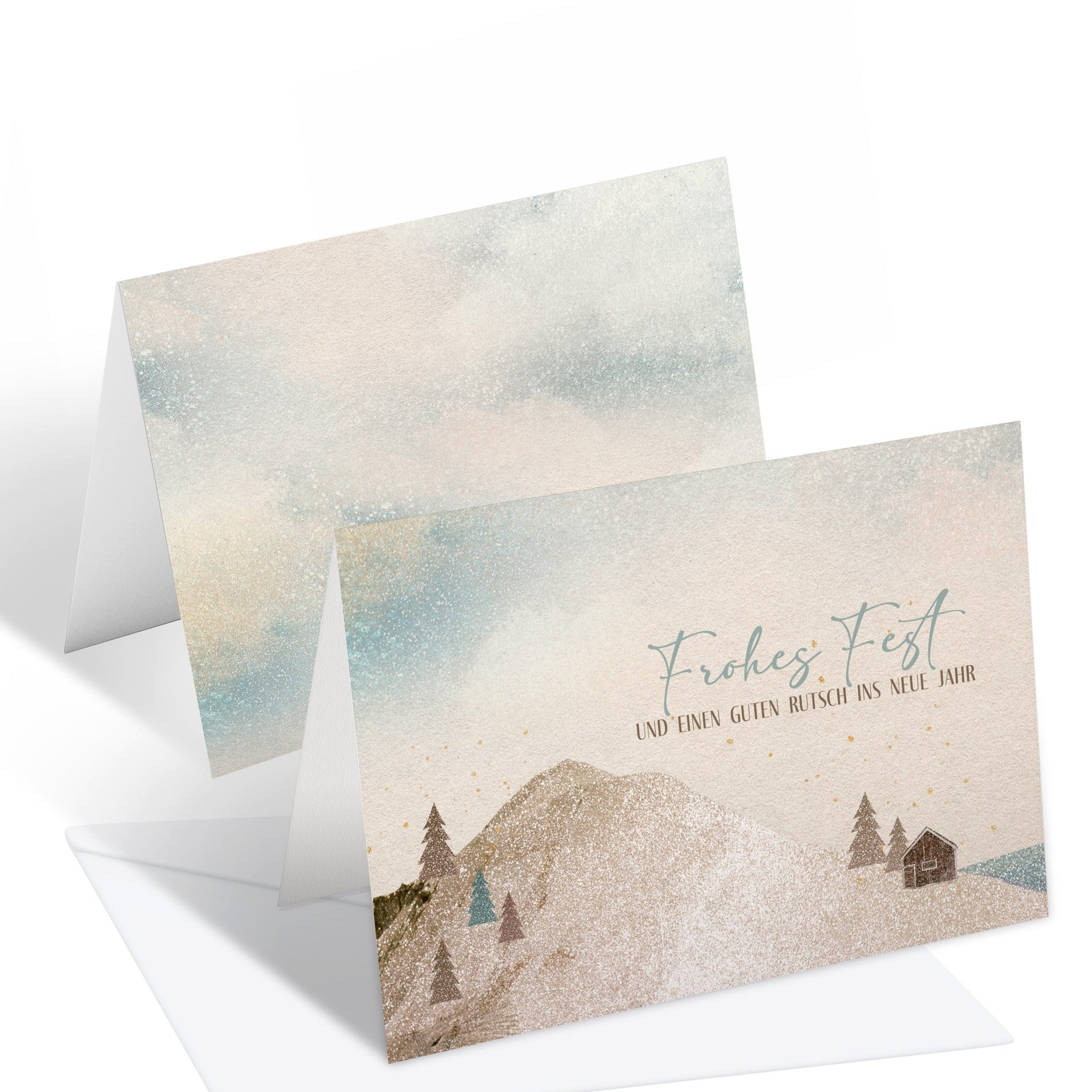 Logbuch-Verlag Klappkarte 10 Weihnachtskarten mit Umschlag Set modern hygge Frohes Fest