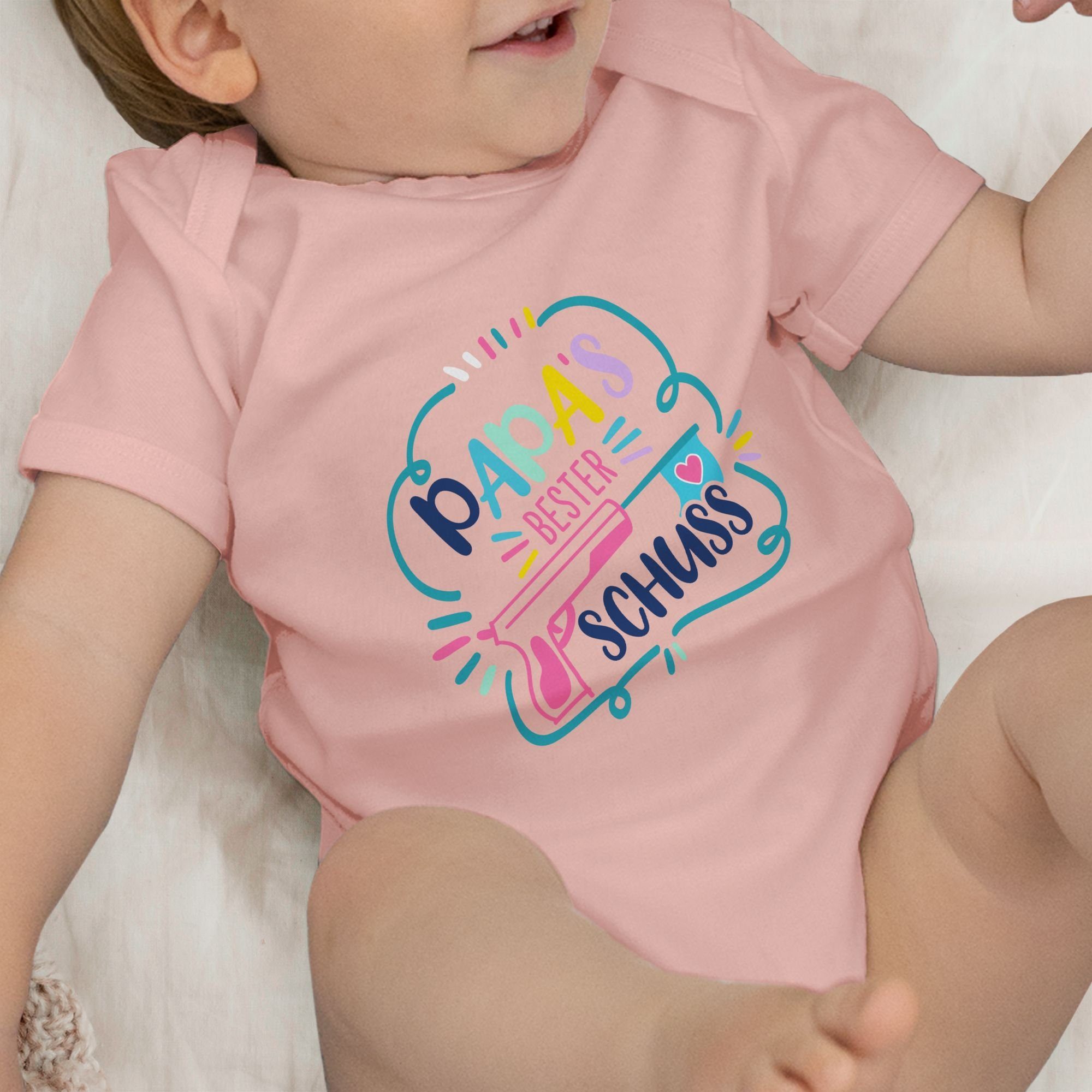 Papas Treffer Vatertag Shirtbody 1 Comic bester Babyrosa bunt Shirtracer Baby Geschenk