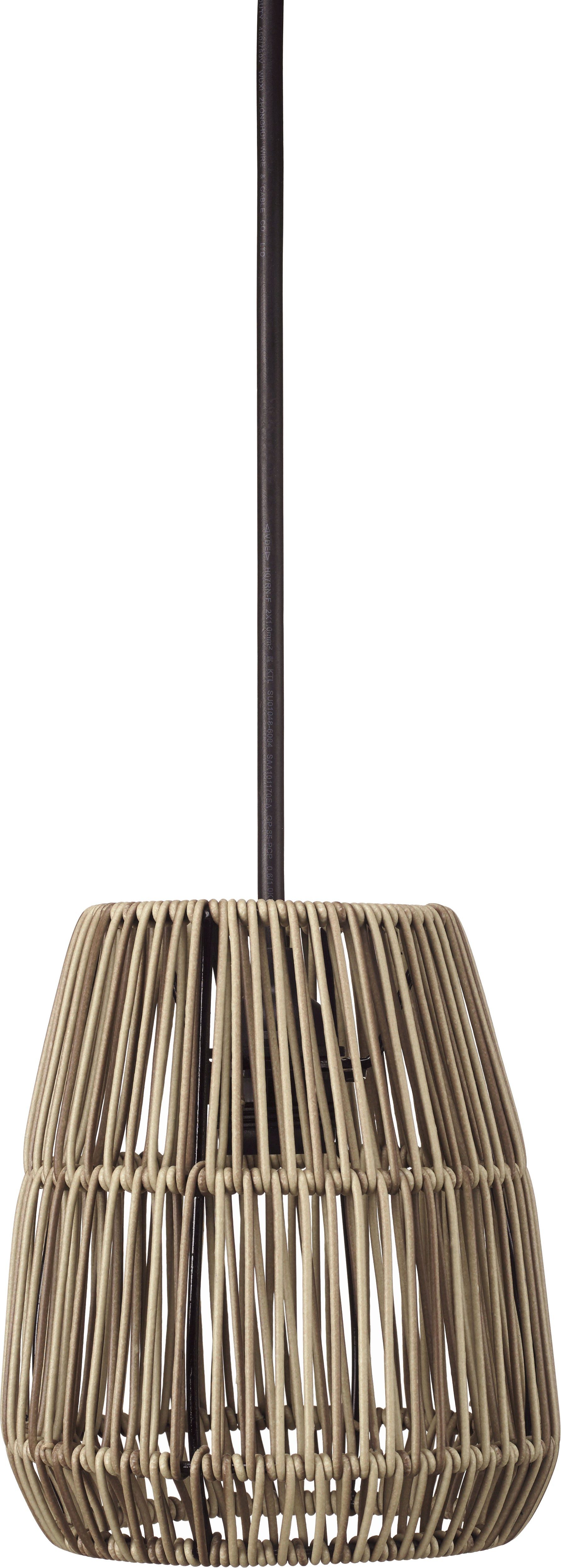 PR Home Außen-Deckenleuchte PR Home Hängelampe Saigon Polyrattan E27 – Pendelleuchte in Grau Beige, Nicht enthalten