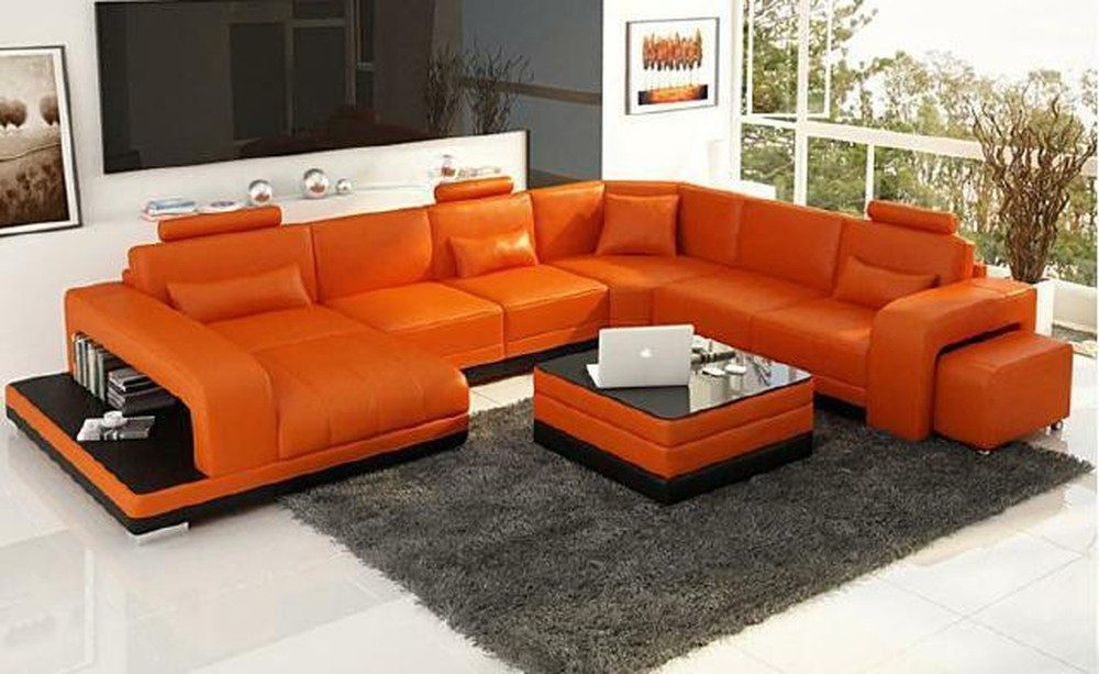 JVmoebel Ecksofa Big Sofa Cornol in Echtleder-Optik mit Kissen und modernem Design, Made in Europa