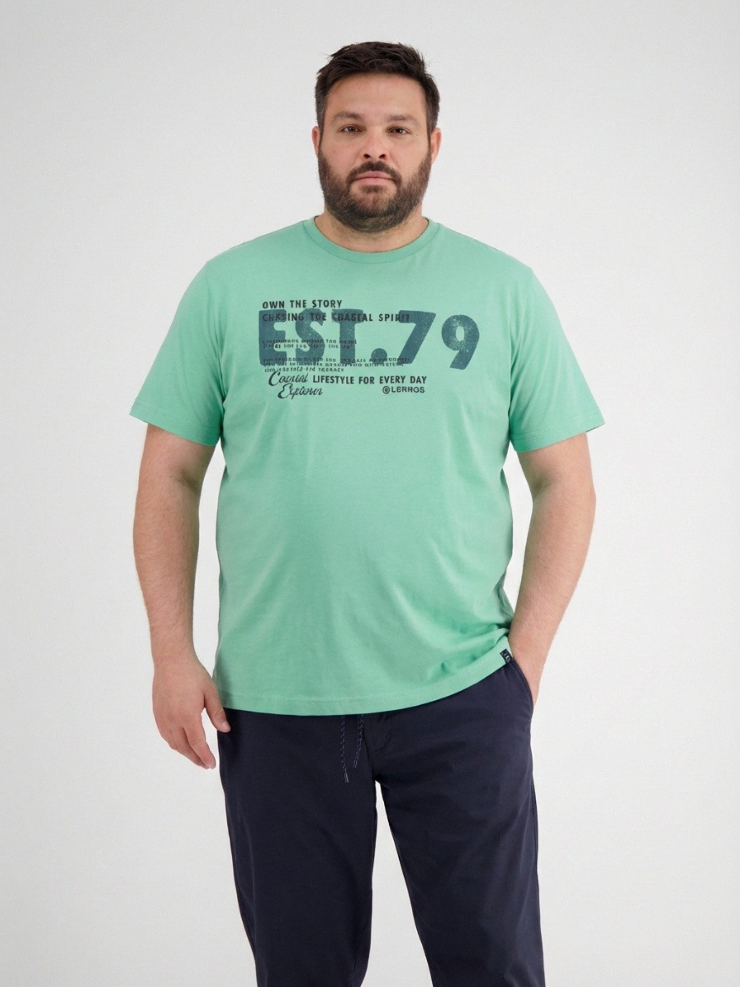 LERROS T-Shirt T-Shirt mit Brustprint, Grosse Grössen