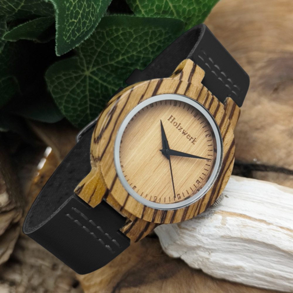 Holzwerk Quarzuhr SINA Kleine Holz & Leder Damenuhr, Holz Unikate, ideal auch als Geschenk