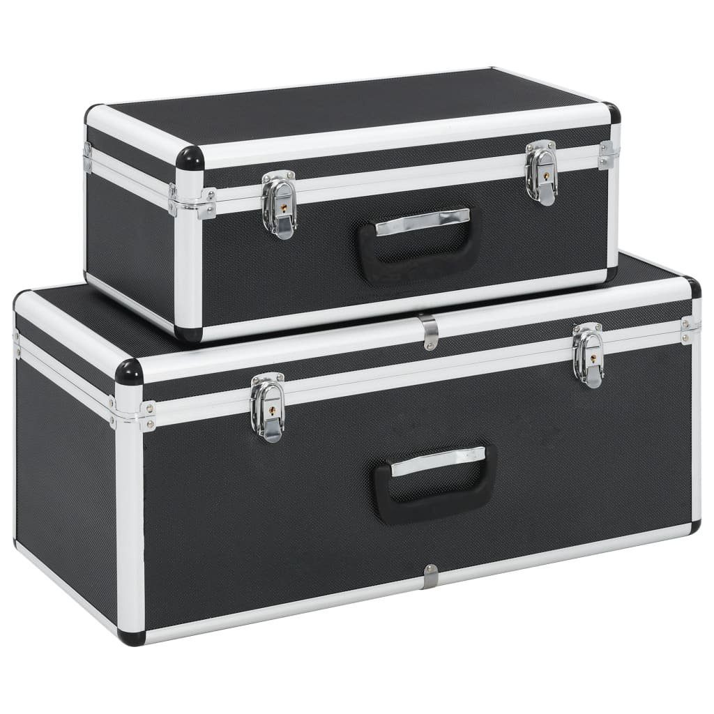 vidaXL Werkzeugbox Aufbewahrungskoffer 2 Stk. Schwarz Aluminium (2 St)