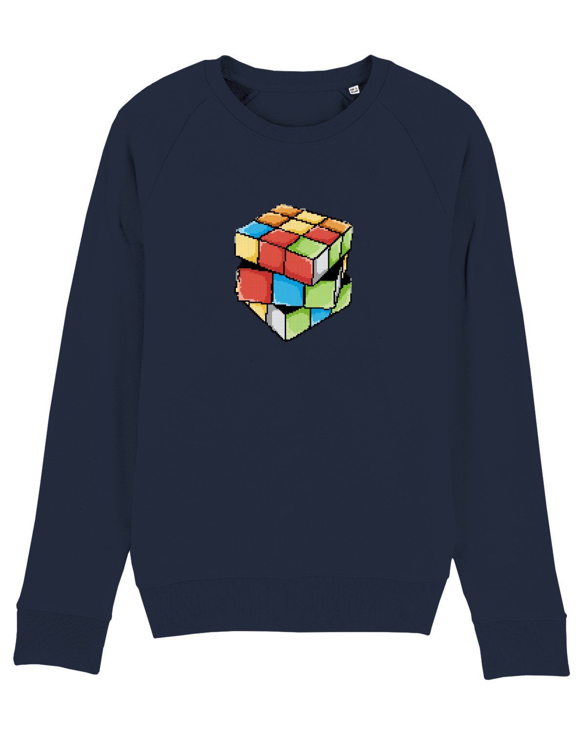 wat? Apparel Sweatshirt Pixel Zauberwürfel (1-tlg) dunkelblau
