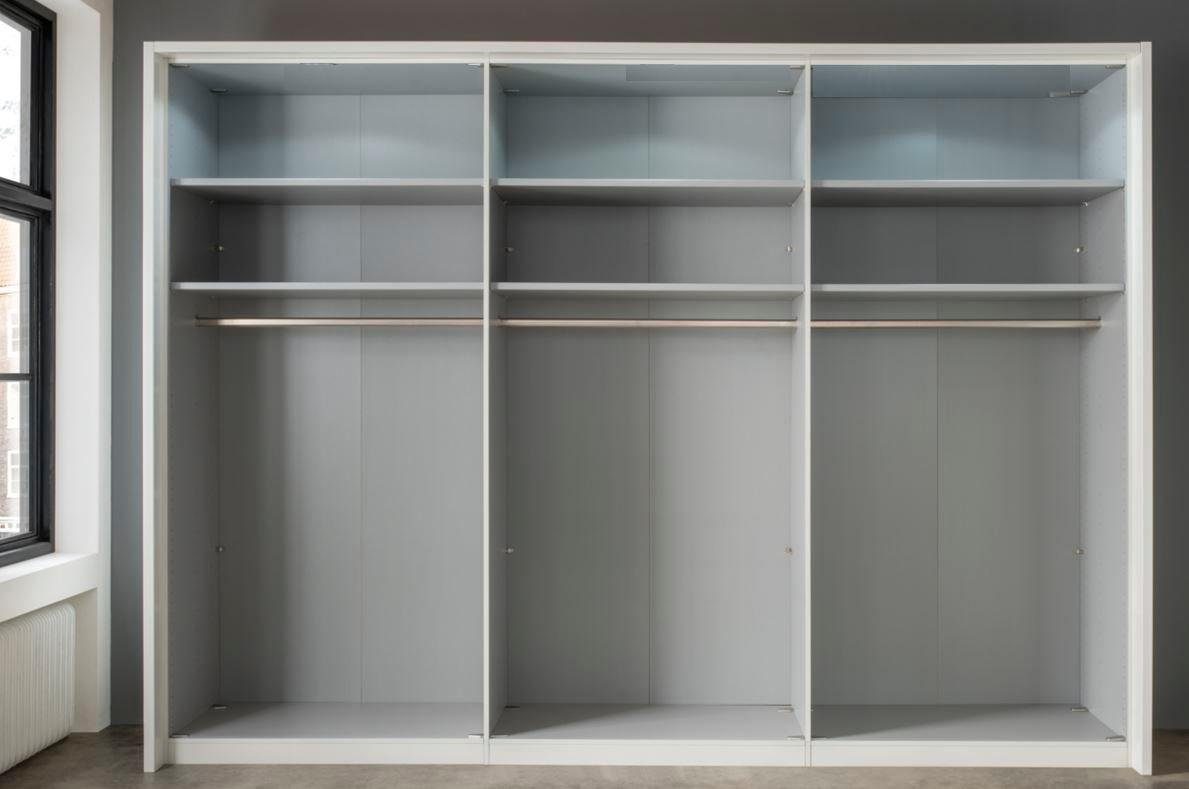 WIEMANN Kleiderschrank Shanghai, Drehtürenschrank, Schrank mit 2-farbiger Glasfront (2 Höhen 216/236 cm auswählbar, MADE IN GERMANY) mit hochwertiger Glasfront, Schubkästen und Türen inkl. Dämpfung