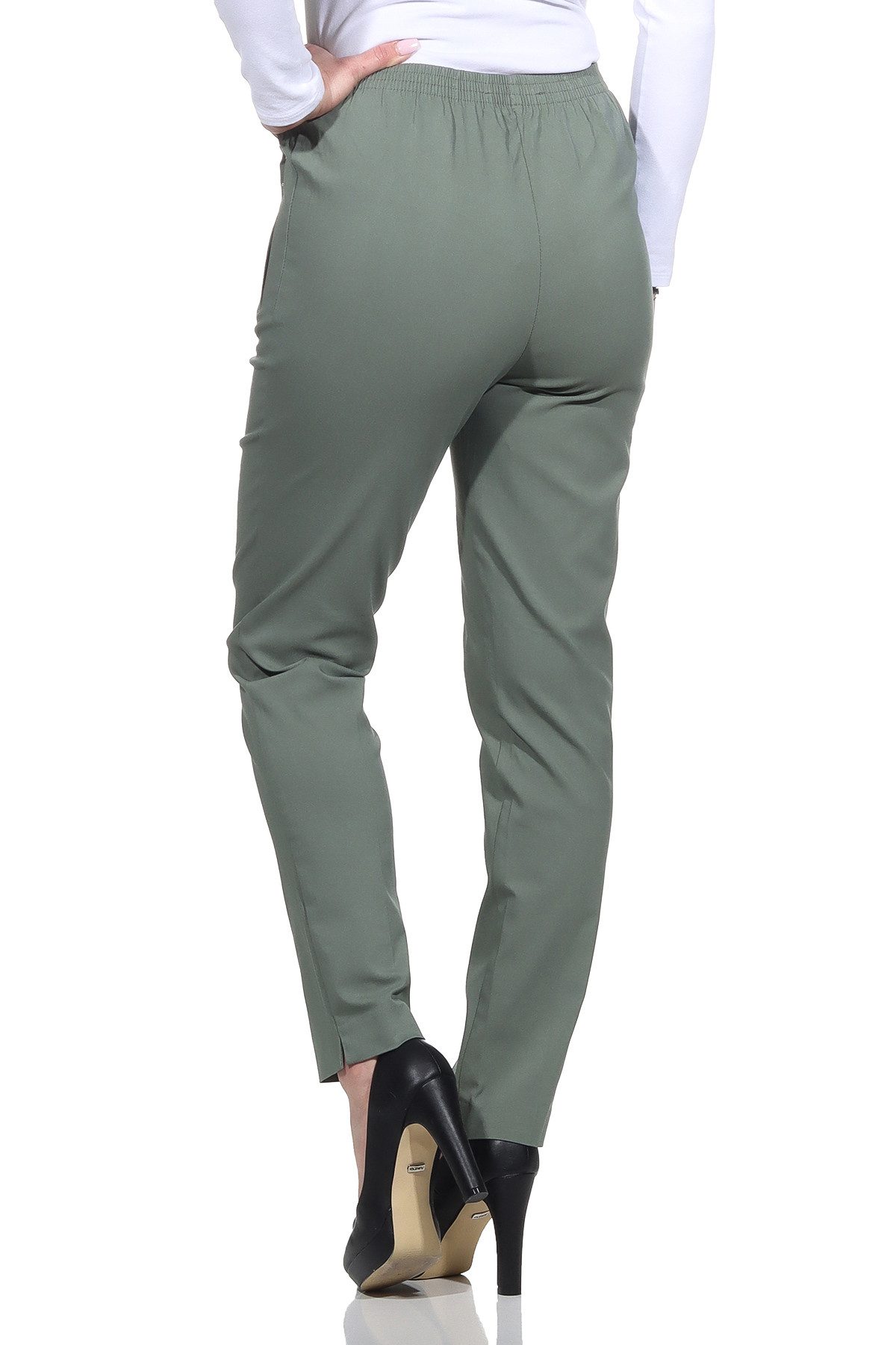 Alica Collection Schlupfhose Classic Freizeithose Damen Basics Businesshose mit Stretch - Kurzgröße Elastischer Gummibund seitlich und hinten, Basic, Klassisch