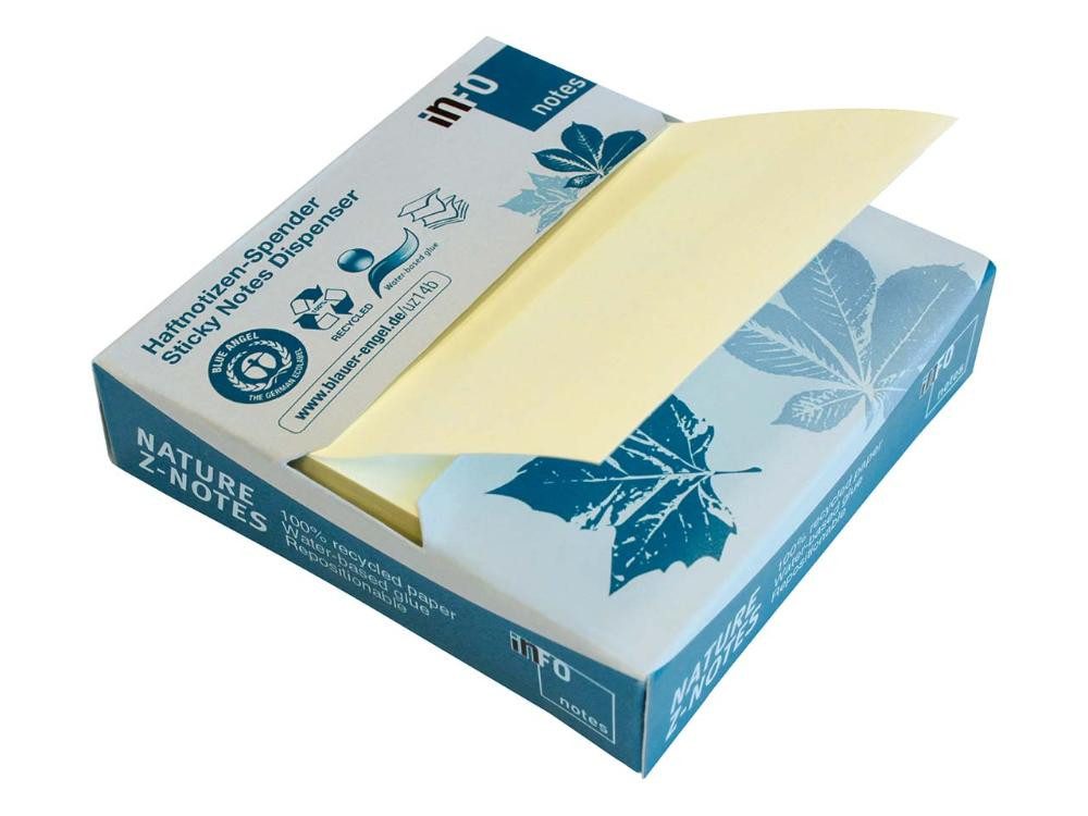 inFO Haftnotizblock Info Haftnotizen 'Recycling Z-Notes' im Kartonspen