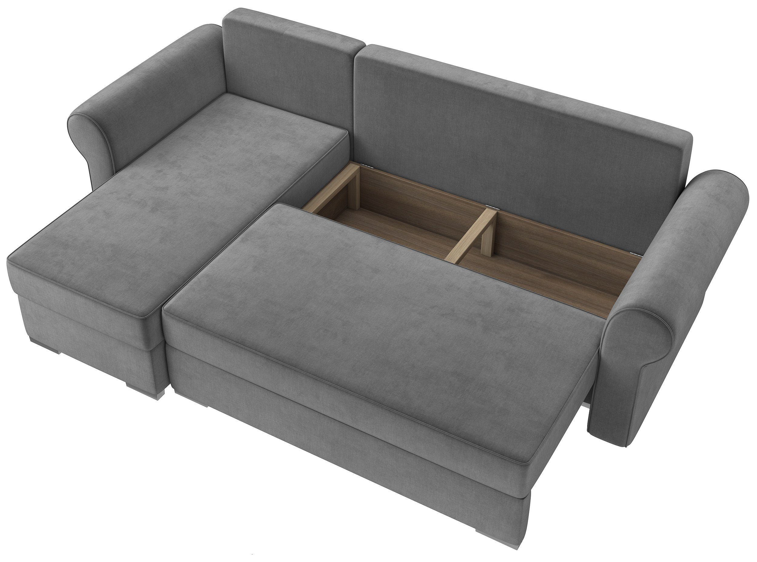 Bettkasten, und Eckcouch, Orco, Stylefy frei inklusive im bestellbar, mit links rechts Modern mane L-Form, stellbar, Ecksofa Kissen Raum Bettfunktion Design, oder