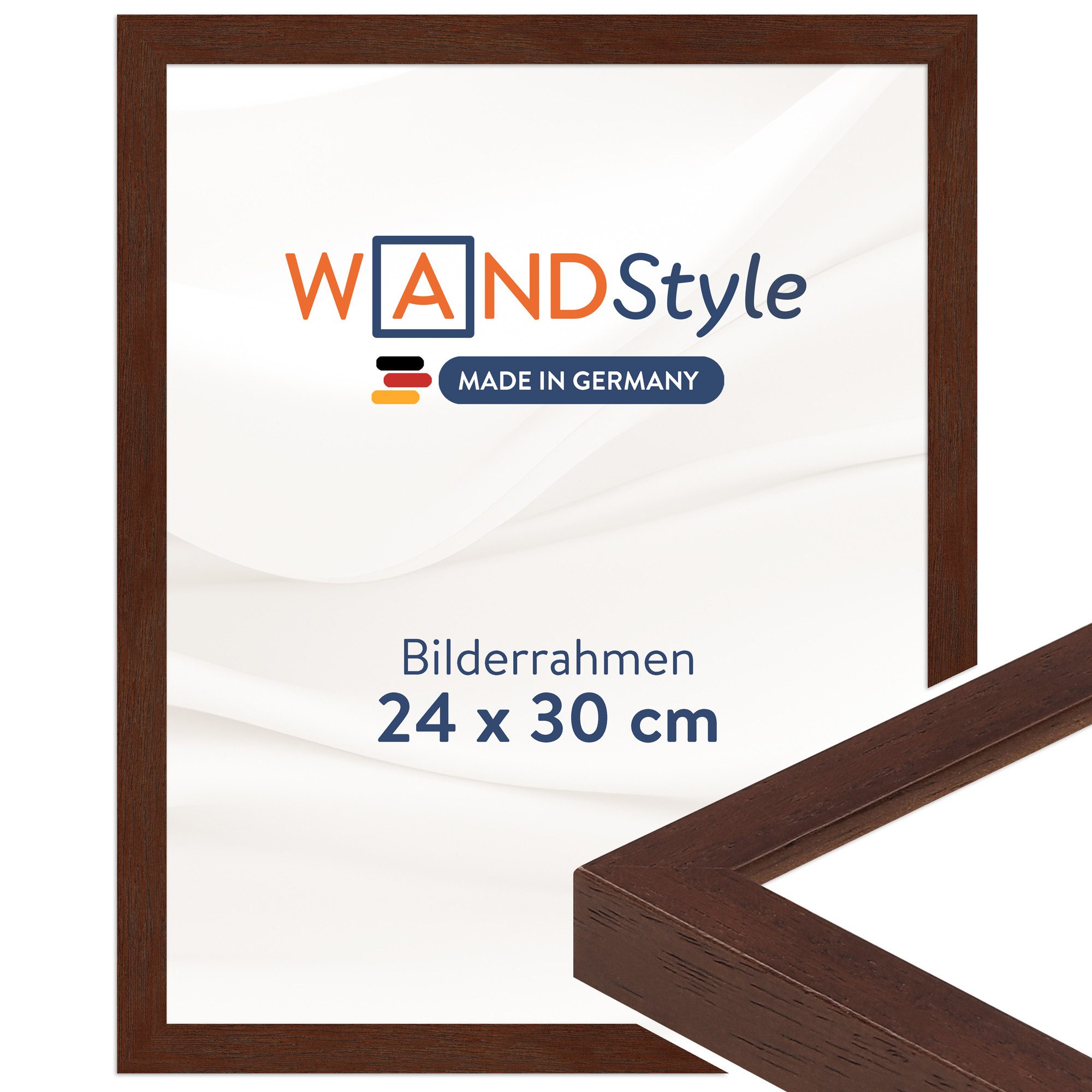 WANDStyle Bilderrahmen H950, Nussbaum Bilderrahmen 24x30 Holz, Moderner Fotorahmen Nussbaum 24x30