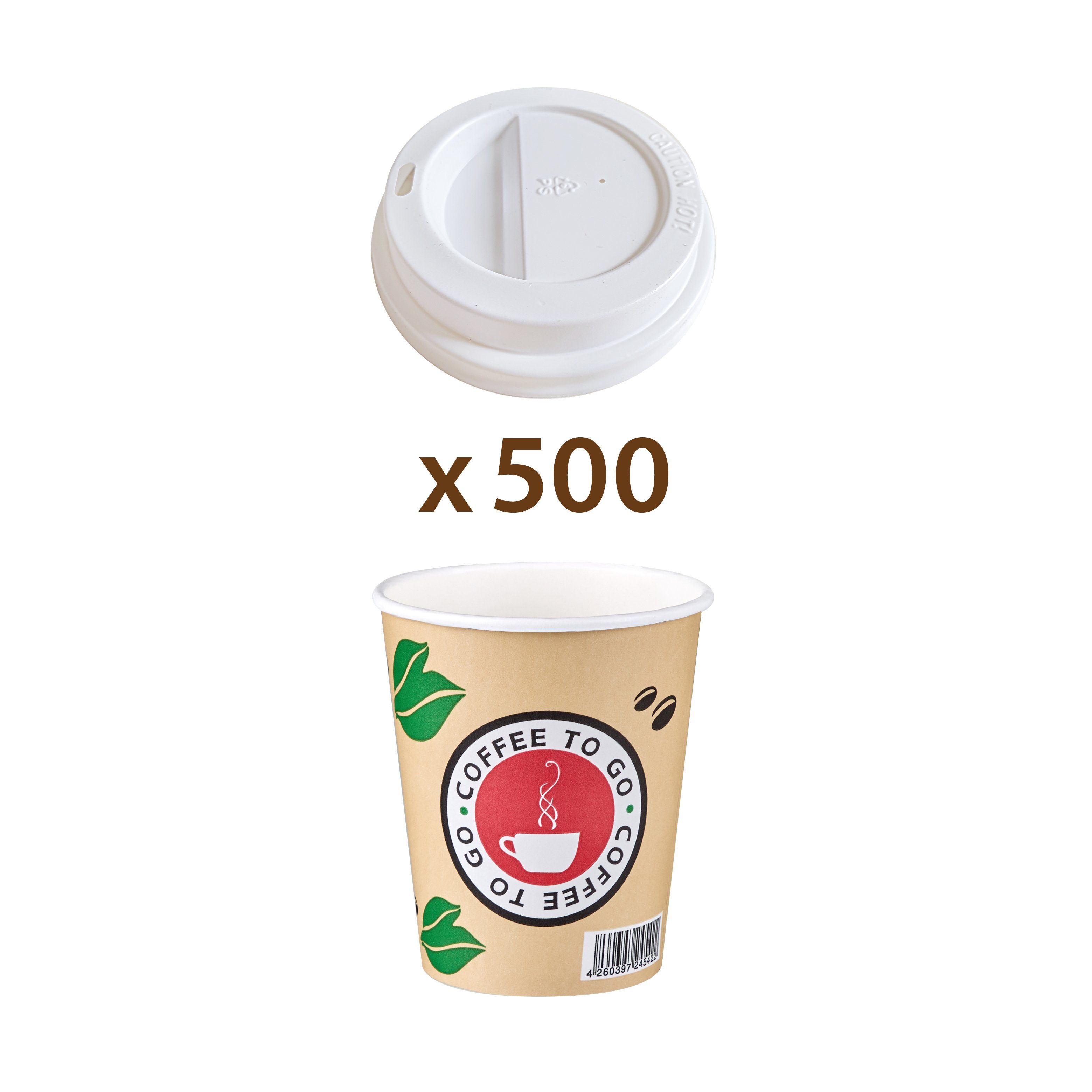 Goldhofer Coffee-to-go-Becher Kaffeebecher Set (100-2000 Stück) hitzebeständige Pappbecher, 500-tlg., Mit Deckel, Optional mit Deckel