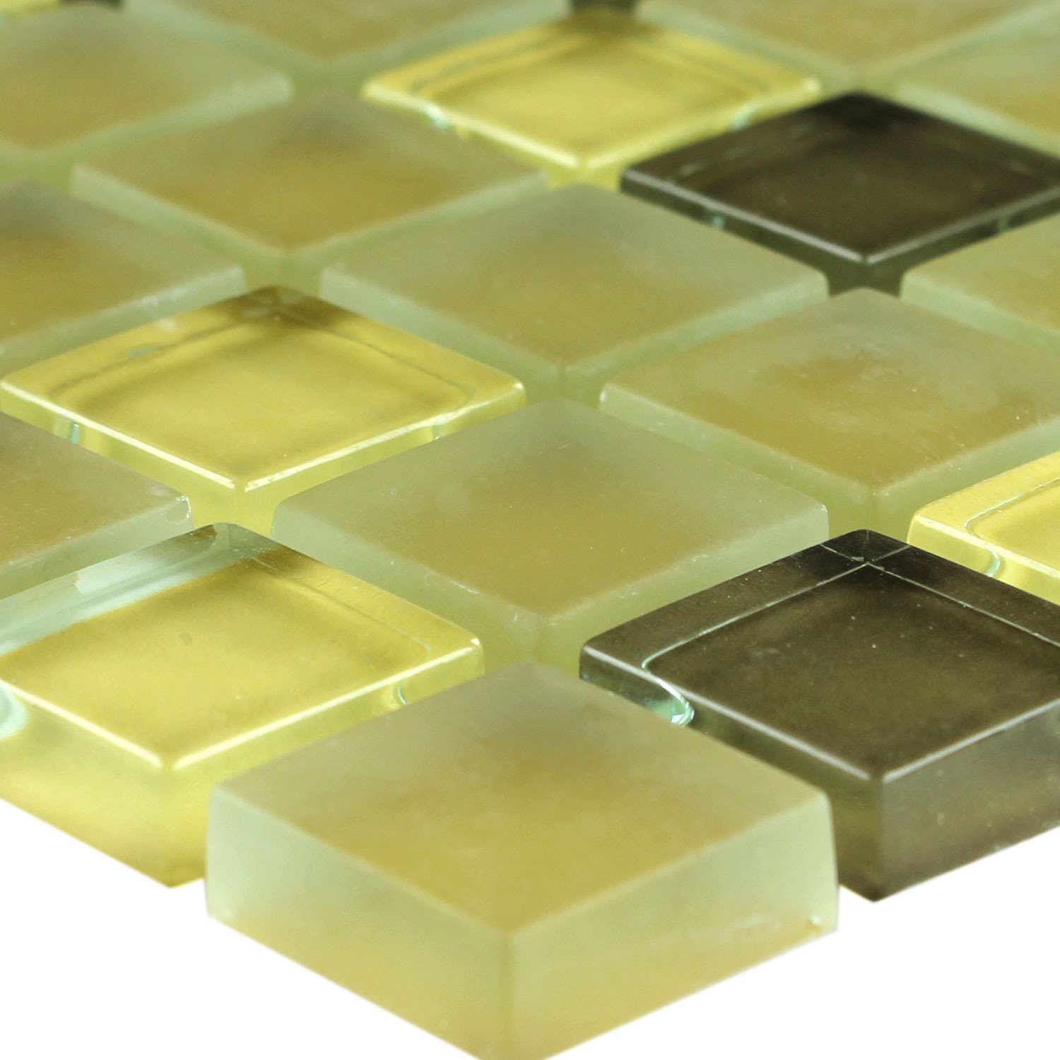 Mosafil Mosaikfliesen Glasmosaik Fliesen Navarino, Glas 30.000x30.000, grün-gelb, Wasserfest