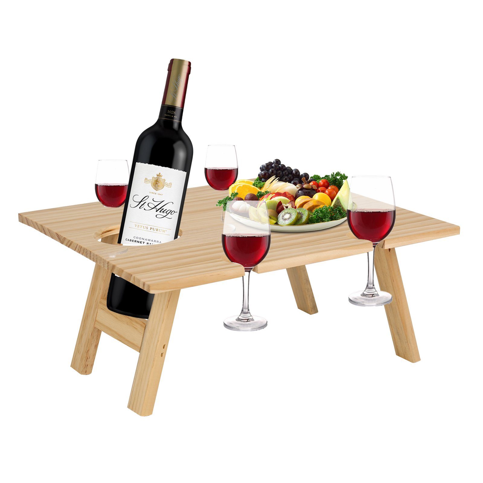Mit Becherhalter TWSOUL Klapptisch Klappbarer Picknicktisch aus für Holz Außenbereich34*30cm, den