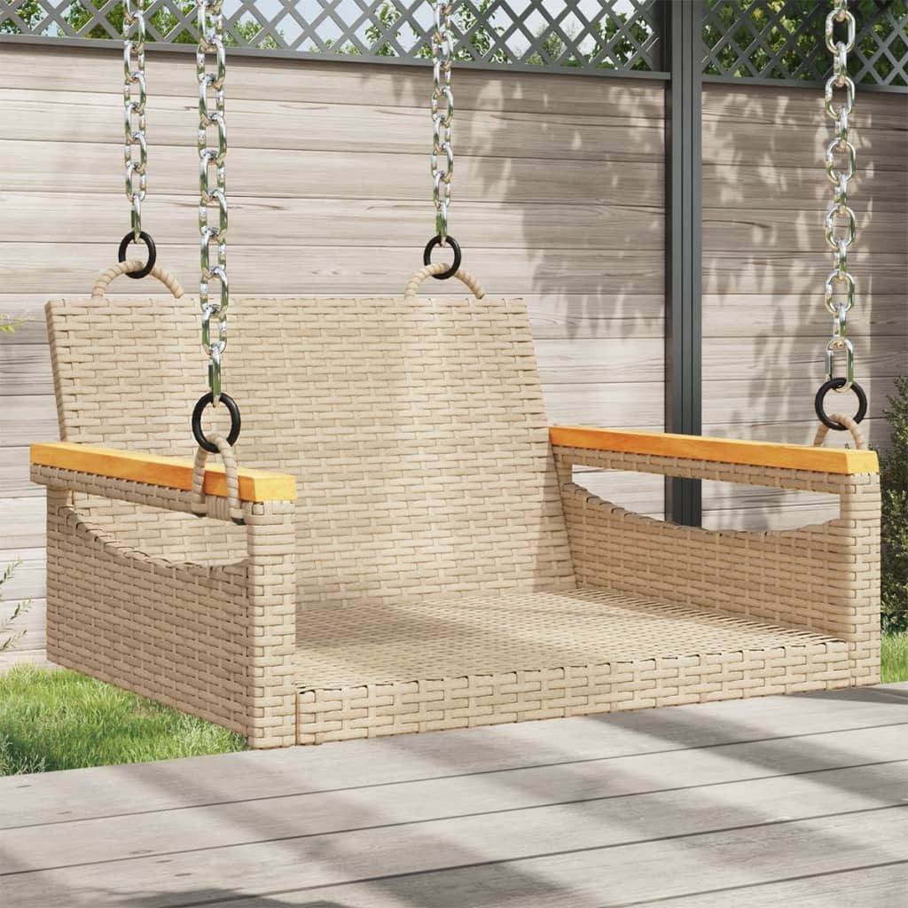 vidaXL Gartenbank Hängesessel Beige 63x62x40 cm Poly Rattan (1-St)