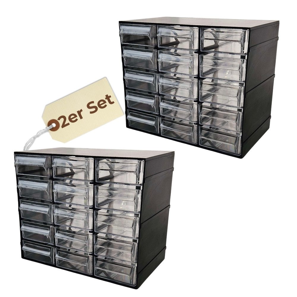 GarPet Sortimentskasten 2er Set Sortimentskasten 15 Fach Sortier Box Kleinteile Organizer, Sortierbox