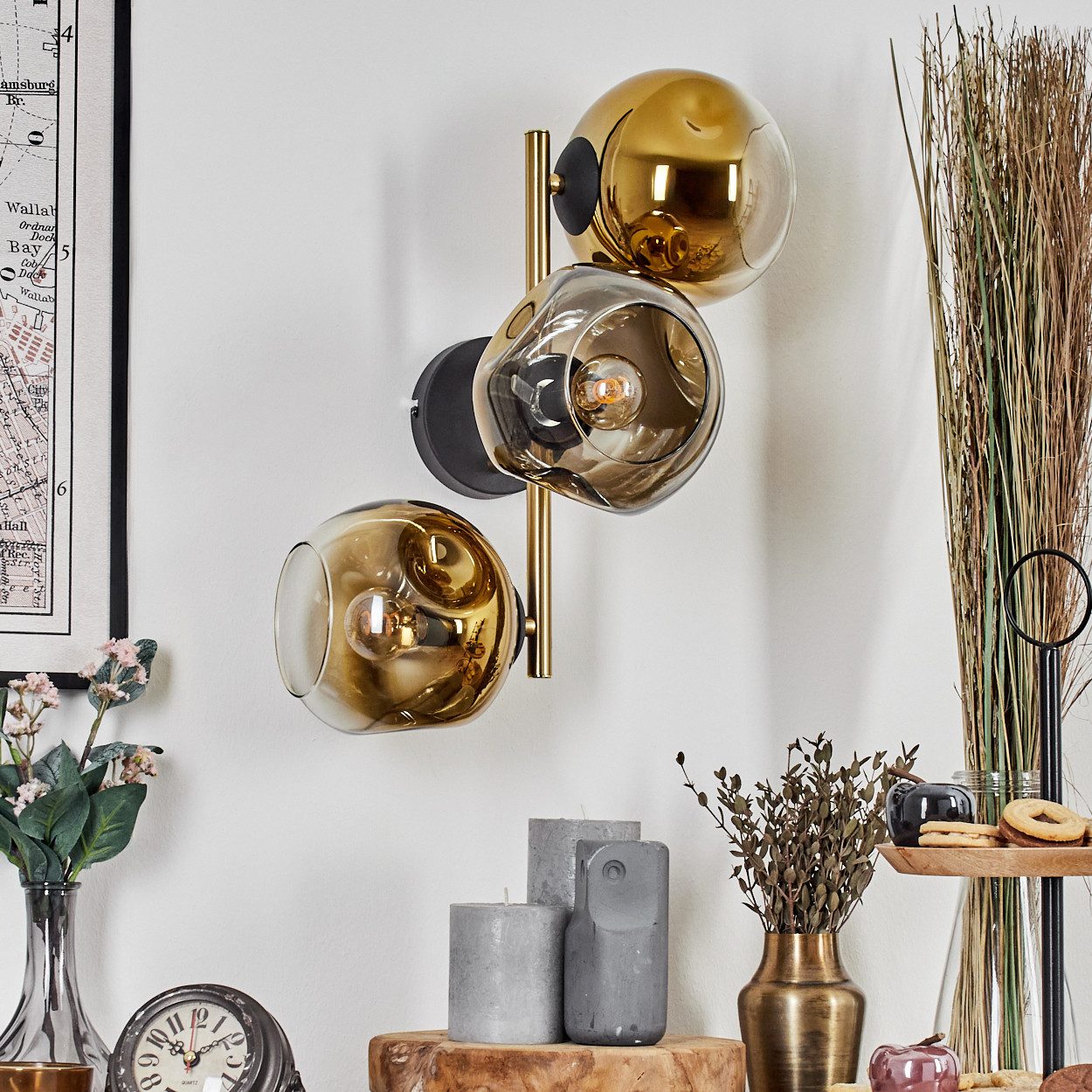 hofstein Wandleuchte Wandlampe aus Metall/Glas in günstig online kaufen