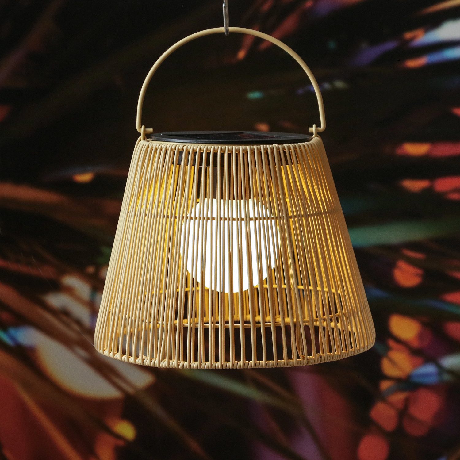 MARELIDA LED Laterne LED Solar Laterne Hängeleuchte in Rattanoptik Solarleuchte natur, LED Classic, warmweiß (2100K bis 3000K)