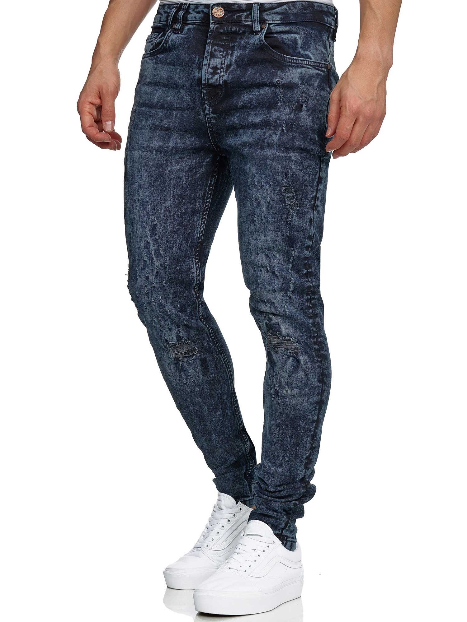 blau Skinny-fit-Jeans im Destroyed-Look Tazzio 17516