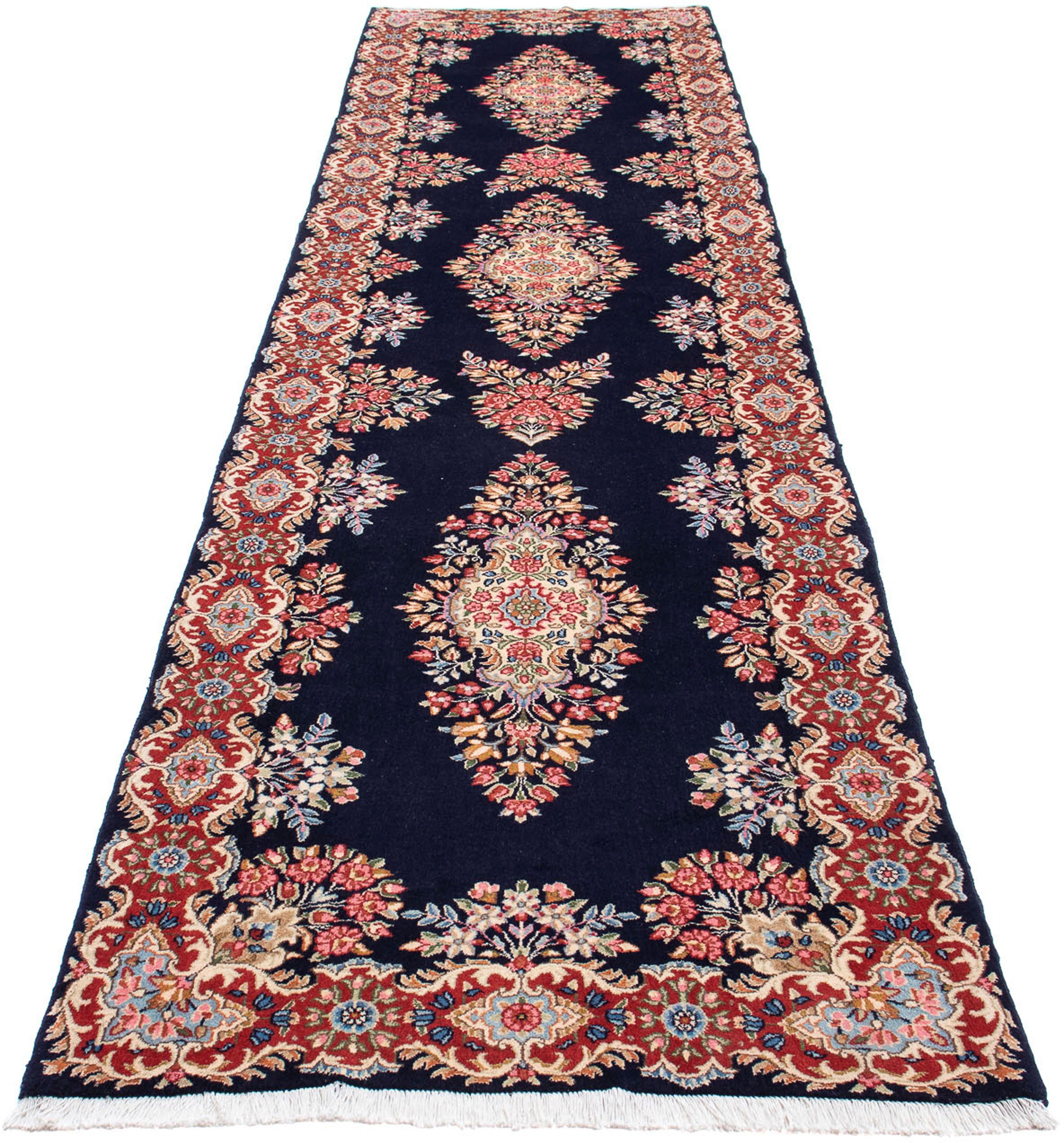 Orientteppich Perser - Royal - 407 x 96 cm - dunkelblau, morgenland, rechteckig, Höhe: 10 mm, Wohnzimmer, Handgeknüpft, Einzelstück mit Zertifikat