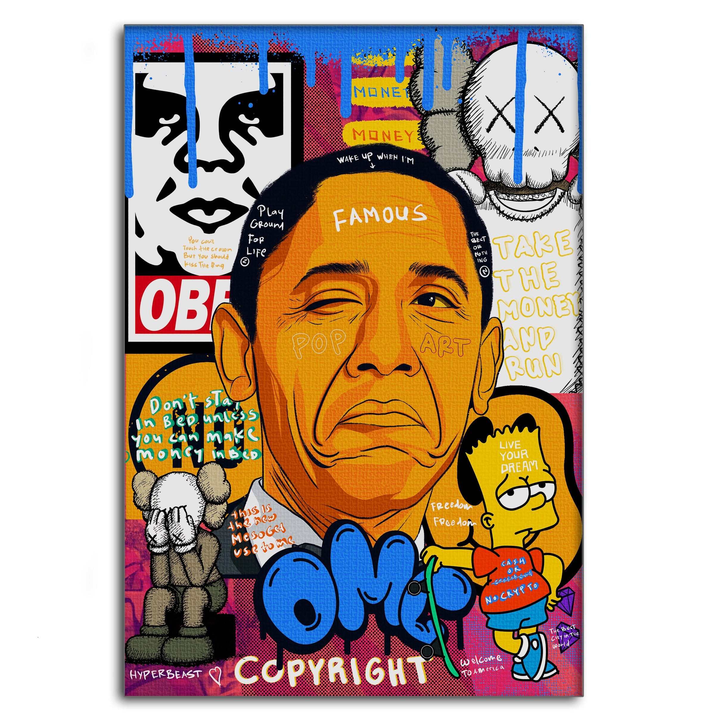 Wanddekoobjekt Obama - Leinwandbild Pop Art
