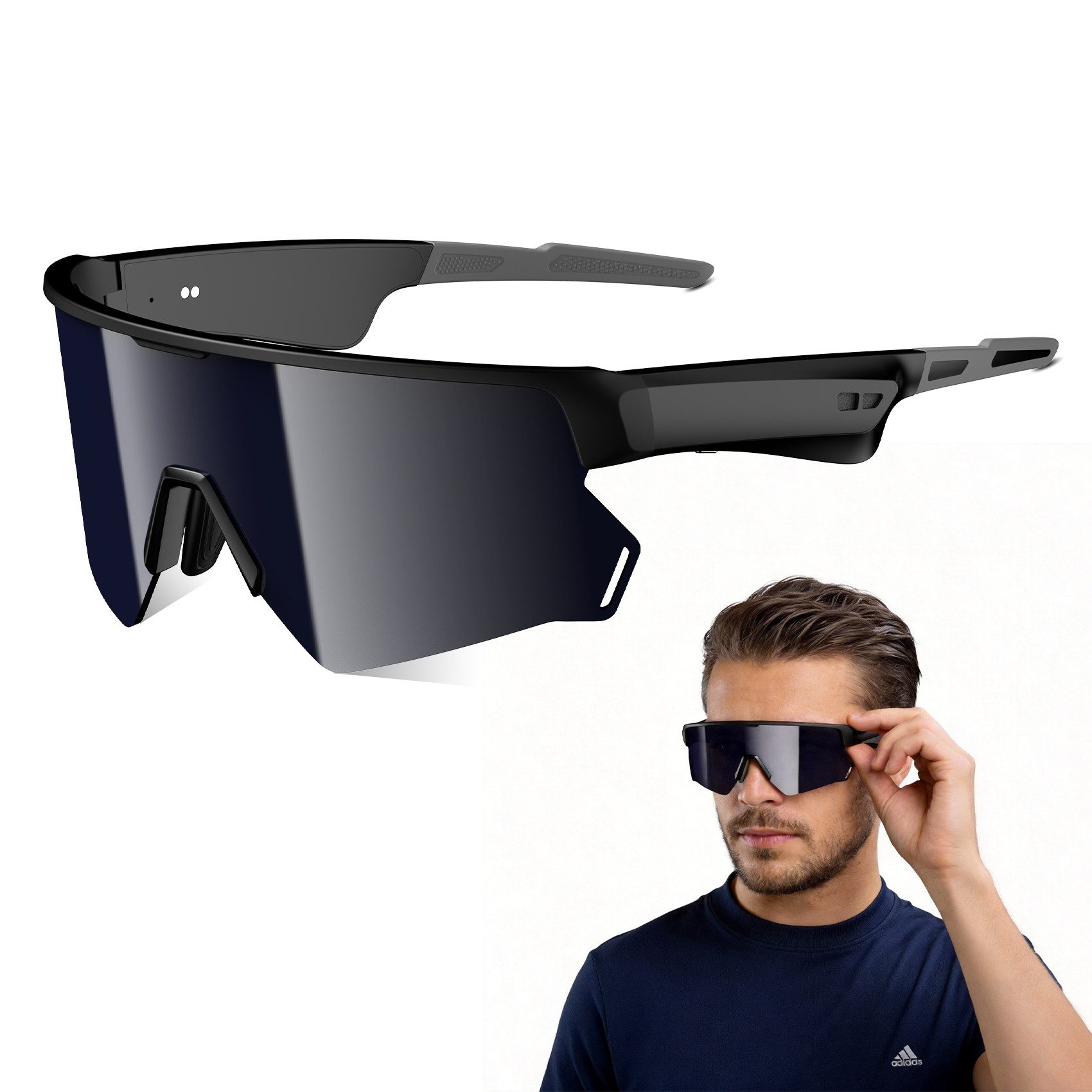 blackview Sonnenbrille Smart Fahrradbrille, UV400 Polarisierte Gläser, Open-Ear Audio,6H Akku (Set, 1-St) Bluetooth 5.3 & Geräuschunterdrückung, Automatischer Sensor,UV-Schutz