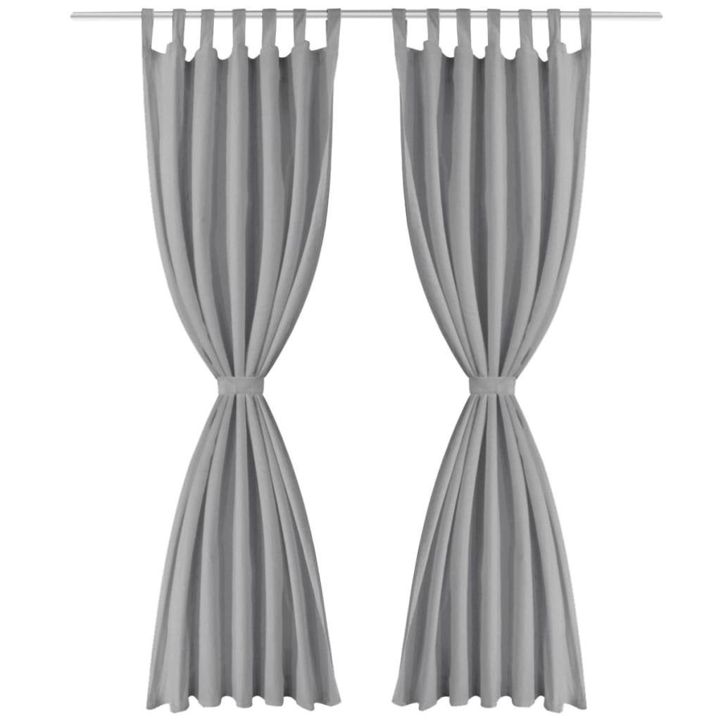 Grau, St) Schlaufen (2 Mikro-Satin furnicato, 140×225 Stk. cm Vorhang aus mit Vorhänge 2
