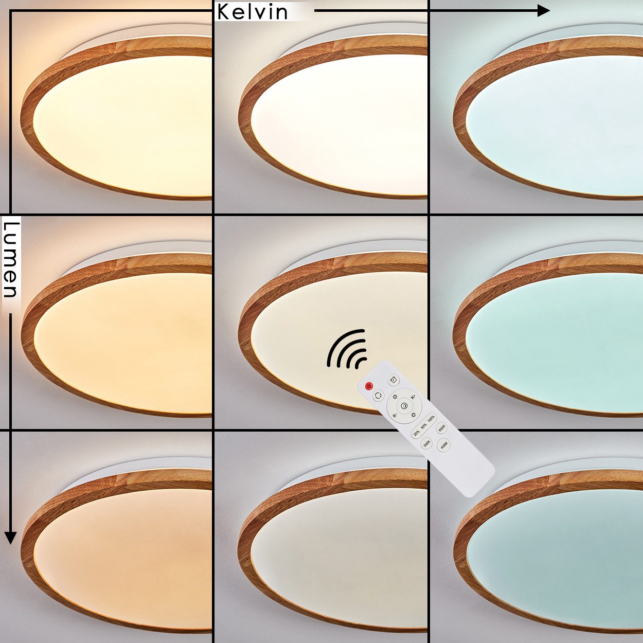 hofstein Deckenleuchte Deckenlampe aus Metall/Holz/Kunststoff in Weiß/Natur günstig online kaufen