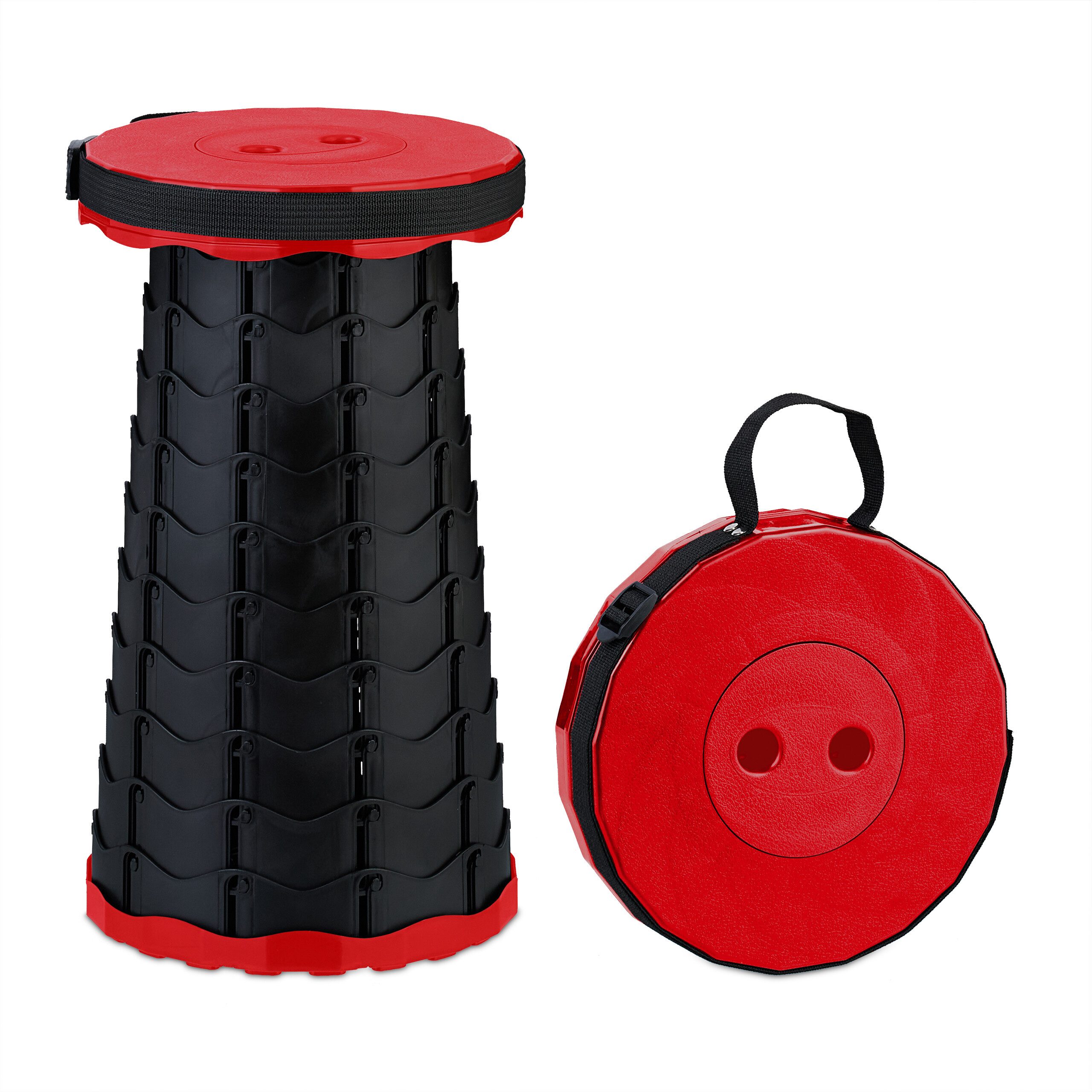 relaxdays Campinghocker Teleskophocker Camping, Schwarz-Rot günstig online kaufen