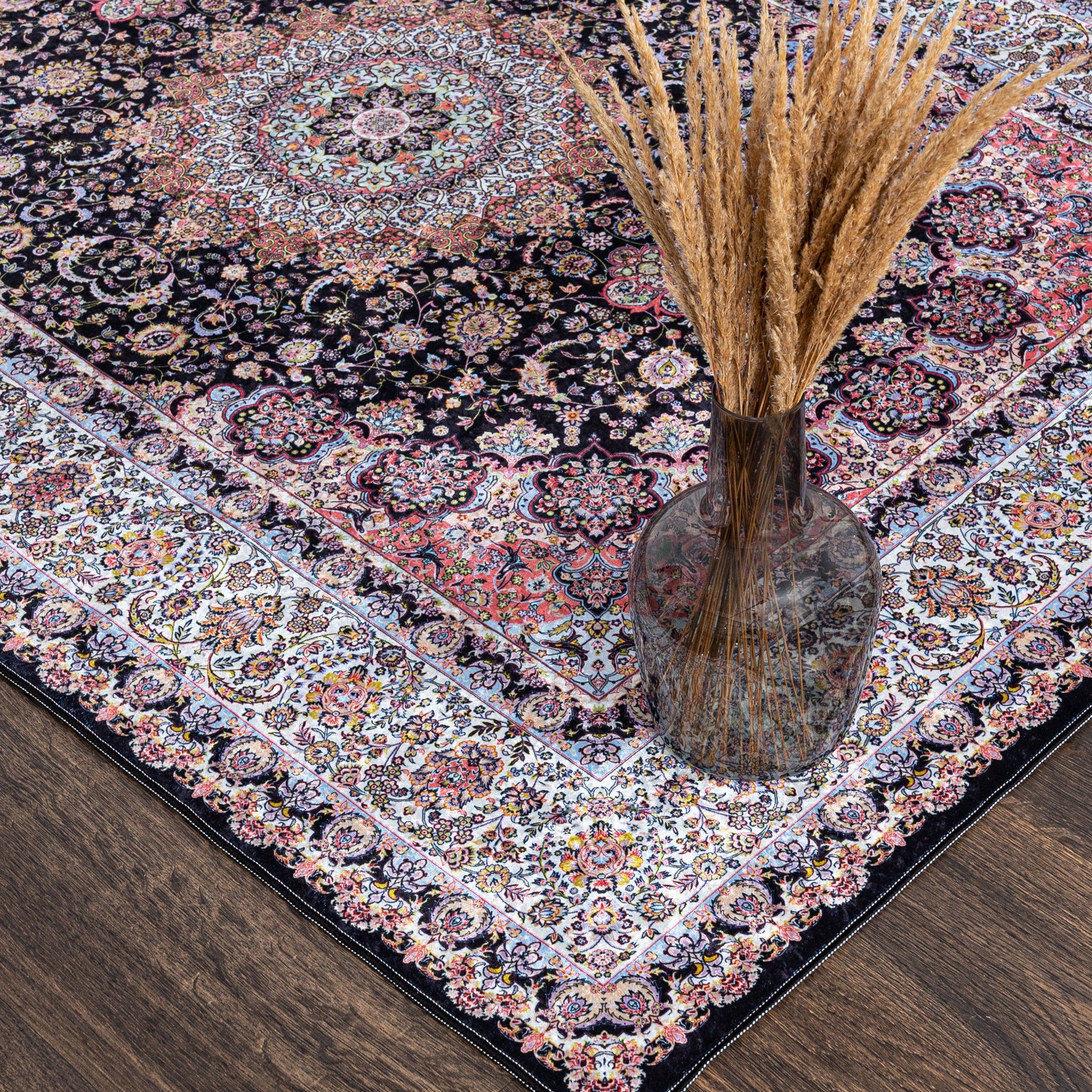 Mazovia Orientteppich Orientalisch Vintage Teppich Traditioneller Orient Teppich, 80 x 150 cm, Kurflor, Waschbar in Waschmaschine, Höhe 5 mm, Rutschfest