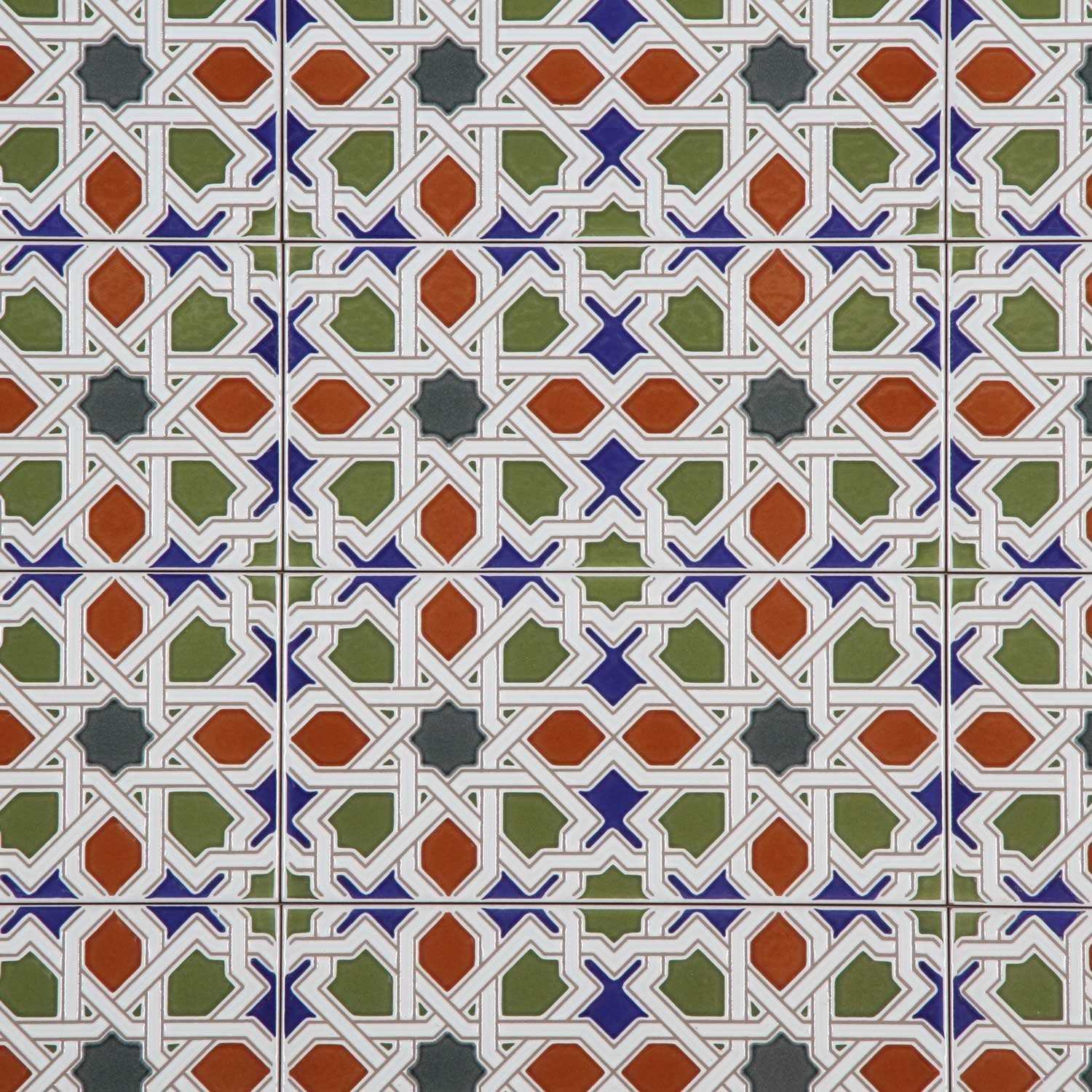 Casa Moro Wandfliese Marokkanische Wandfliese Rayhan 28x14 cm 0,98 m², Keramik, Bunt, Maurische Relief-Fliesen aus Keramik, Schöne Wandfliesen für Küche Bad & Küchenrückwand FL3050