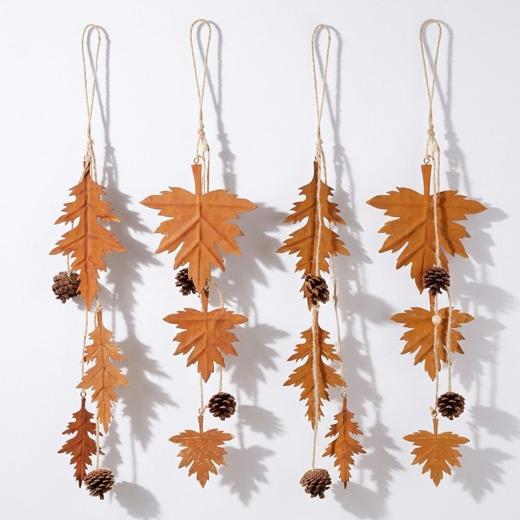 Home-trends24.de Dekohänger Hänger Herbstblätter Metall Rost Deko Fenster Herbst Aufhänger
