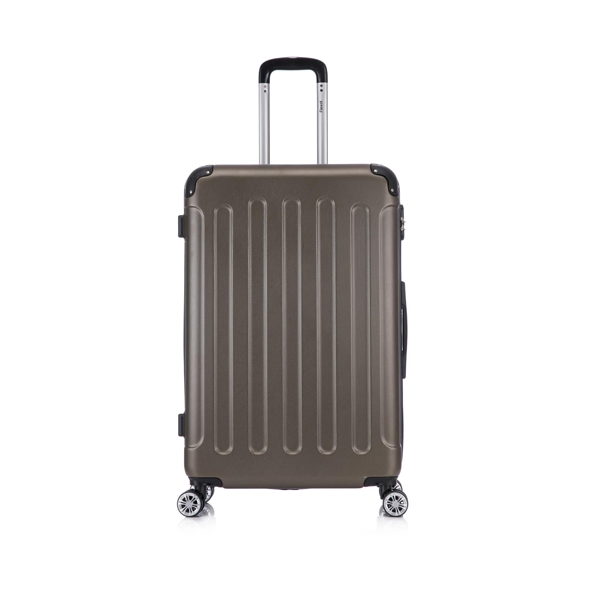 Flexot Hartschalen-Trolley F-2045 Kofferset, 360° Rollen, robuster Reisekoffer, Bordcase, 4 Rollen, Robuster und moderner Koffer mit vier 360° Rollen und Zahlenschloss