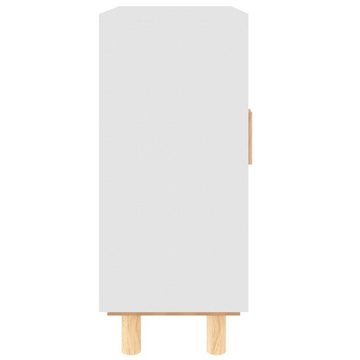 vidaXL Sideboard Sideboard Weiß 60x30x70 cm Massivholz Kiefer und Natur-Rattan (1 St)