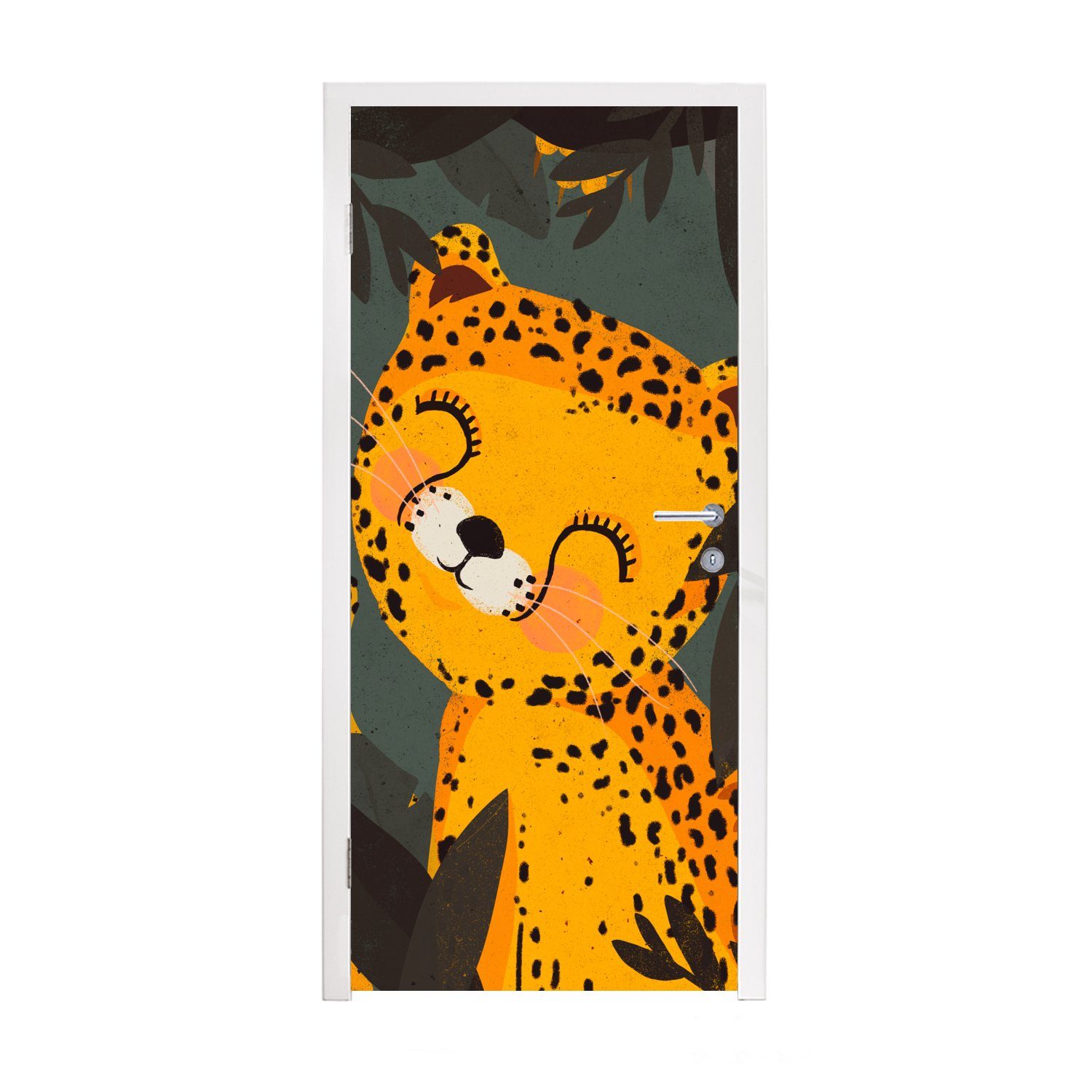 MuchoWow Türtapete Gepard - Tiere Matt, Türaufkleber, (1 Kinder, - Dschungel Tür, Fototapete St), für - cm 75x205 bedruckt