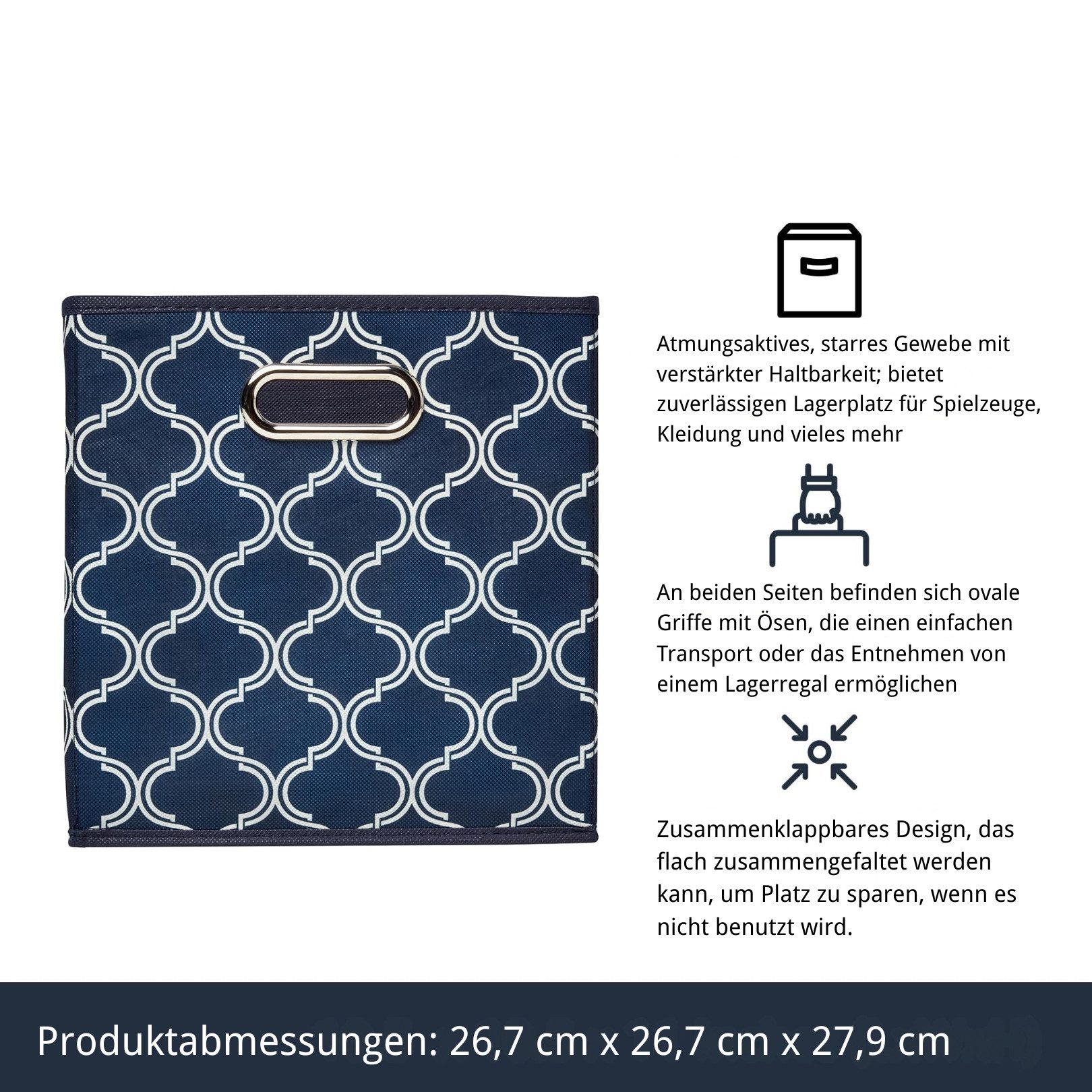 NAIPO Faltbox Alsterwell Faltboxen 6er-Set 26,7×26,7×27,9 cm, Faltbare Aufbewahrungsboxen aus Vliesstoff mit Griffen