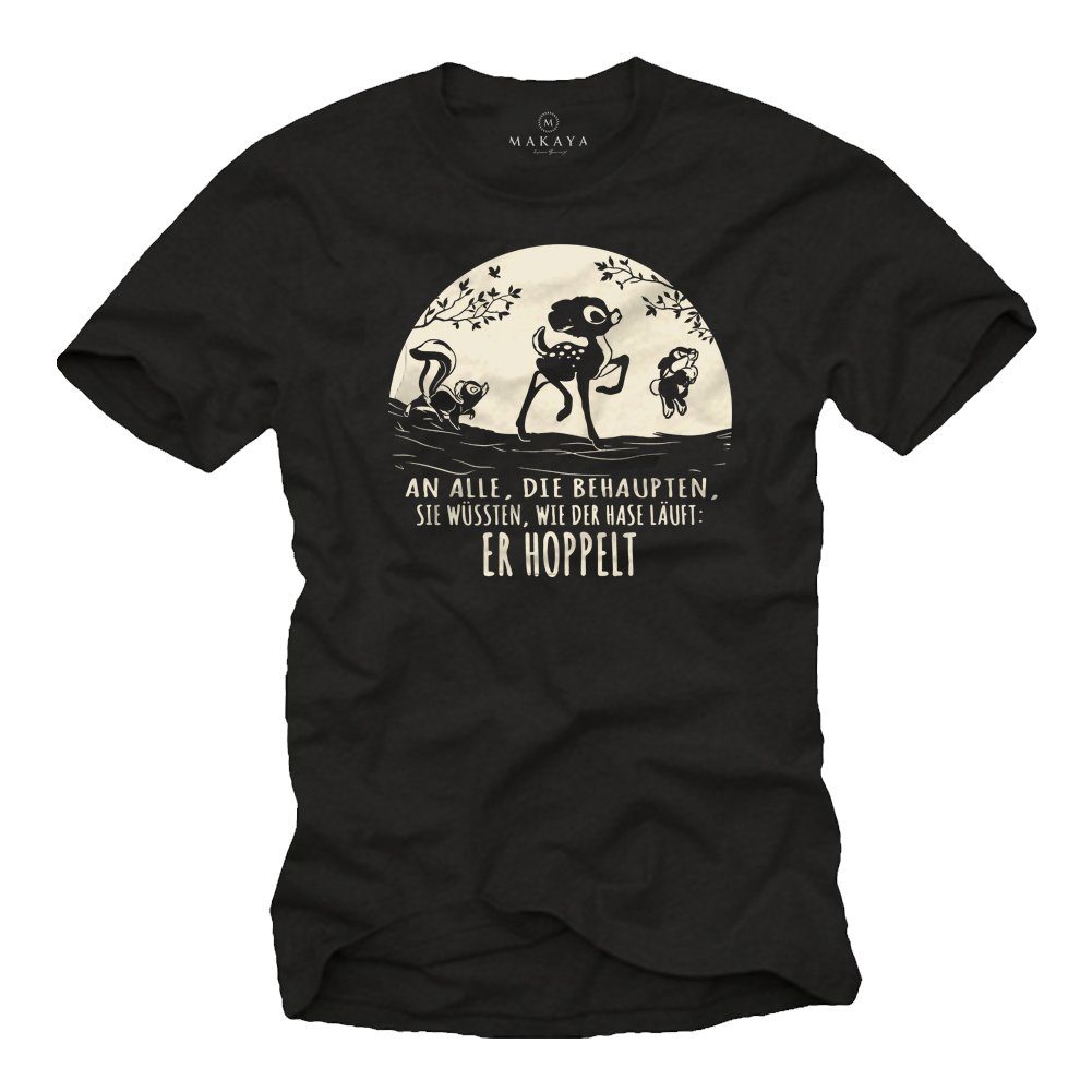 Print-Shirt Lustige Sprüche Jungen Männer Druck - Der Hase Hoppelt Tiermotiv