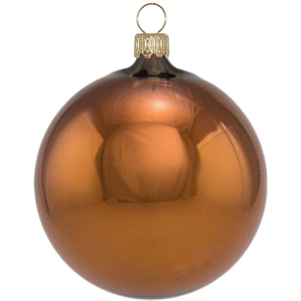 Thüringer Glasdesign Weihnachtsbaumkugel Christbaumkugel Set St), (6 mundgeblasen Braun glänzend