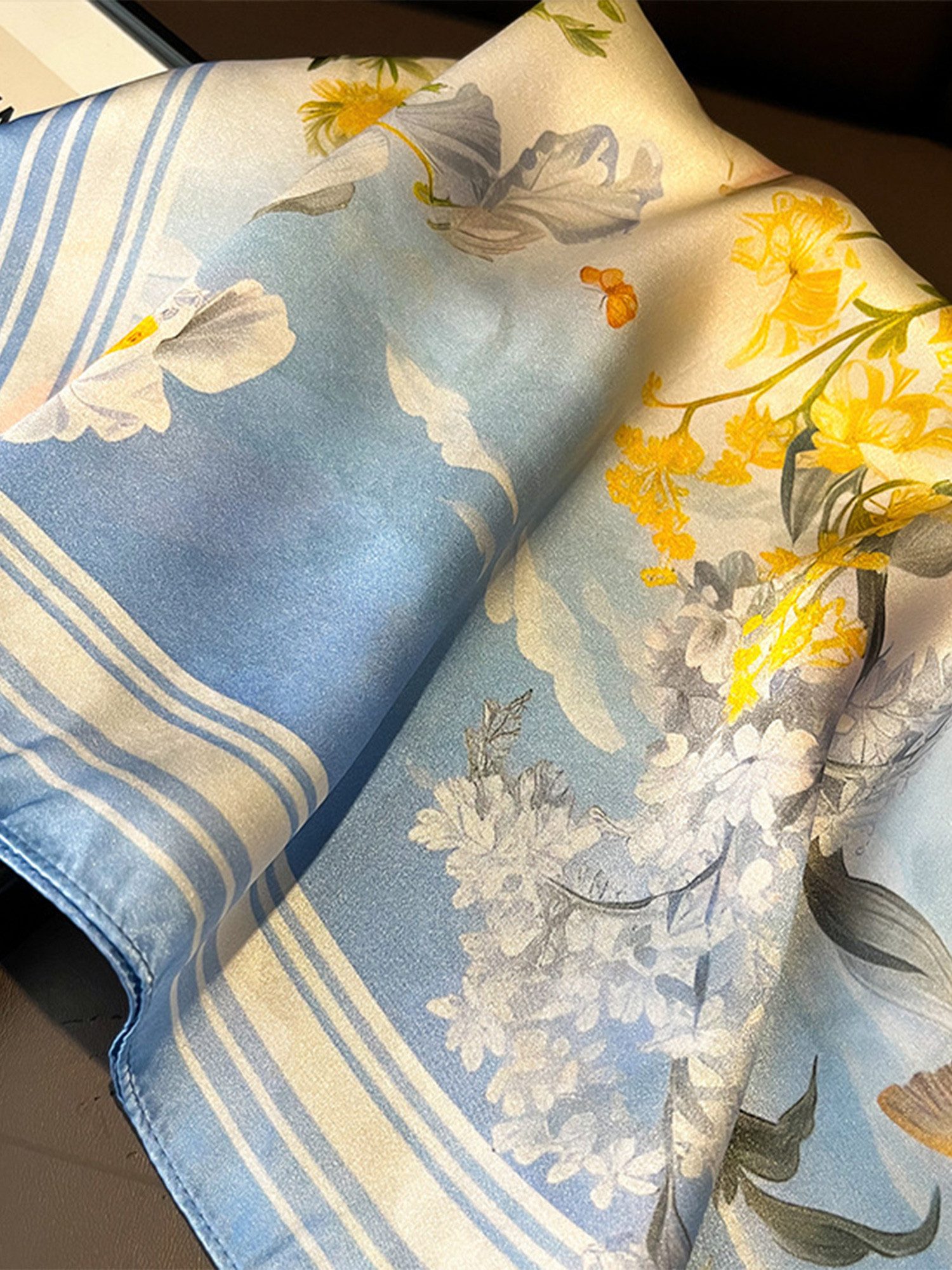 Vivi Idee Seidentuch 100% Maulbeerseide Halstuch Damen, Quadratisches 53x53 cm Halstuch, bedrucktes Seidenschal