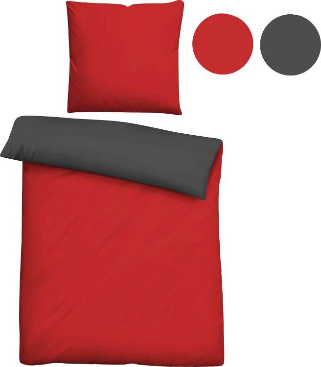 Castell - Markenbettwäsche Bettwäsche 0560500, Microfaser, 2 teilig, Microfaser-Satin,2 teilig, pflegeleichte Bettwäsche mit Reißverschluss