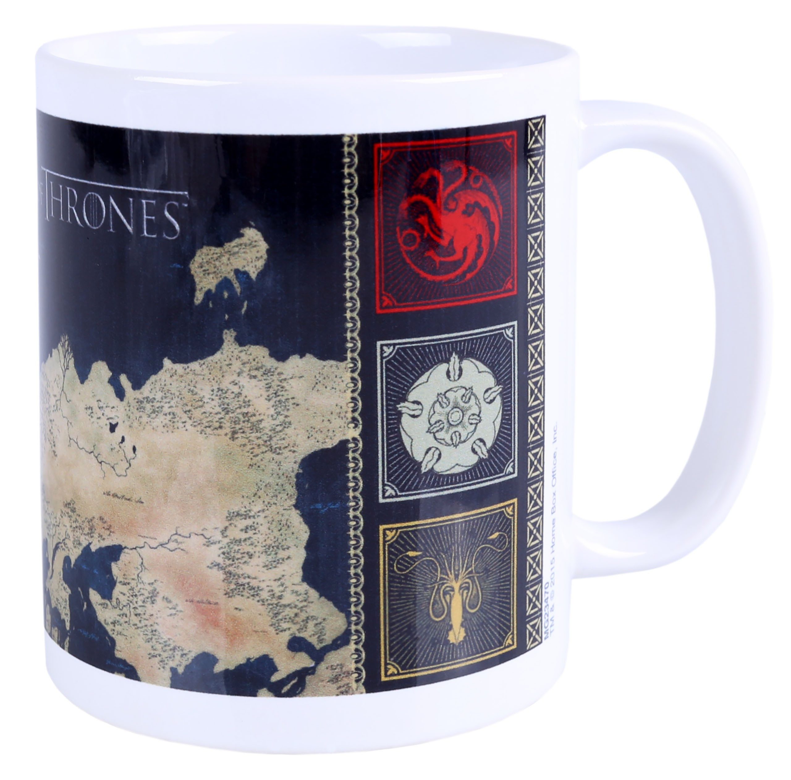 Dekobecher Weißer Becher mit Henkel, Landkarte Game of Thrones