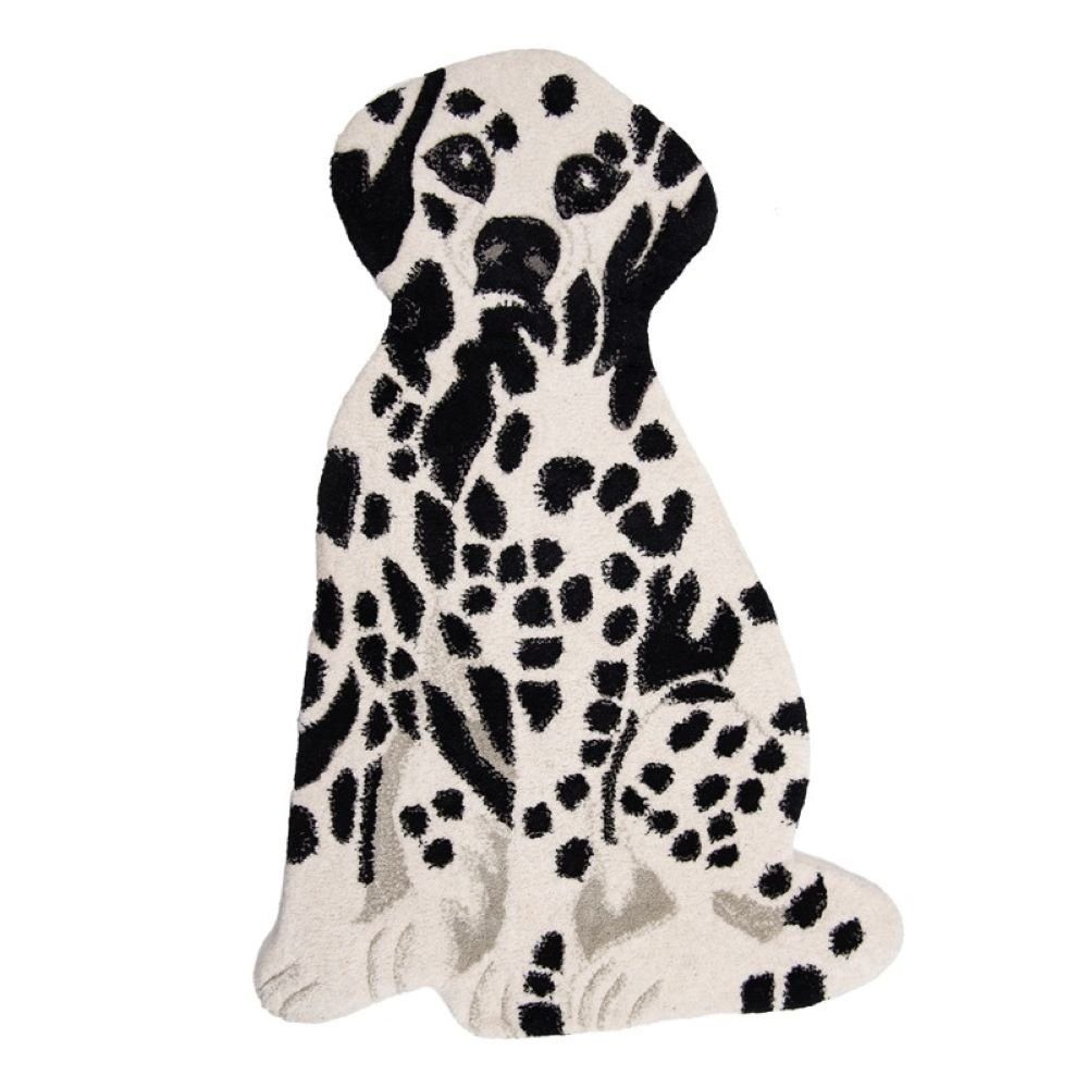 Clayre & Eef Kinderteppich Teppich Läufer Kinder Hund Dalmatiner Schwarz Weiß 90 cm, Hund