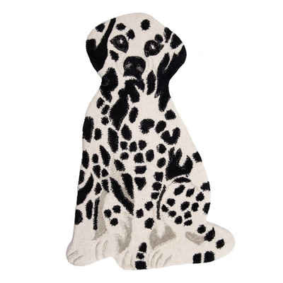 Kinderteppich Teppich Läufer Kinder Hund Dalmatiner Schwarz Weiß 90 cm, Clayre & Eef, Hund