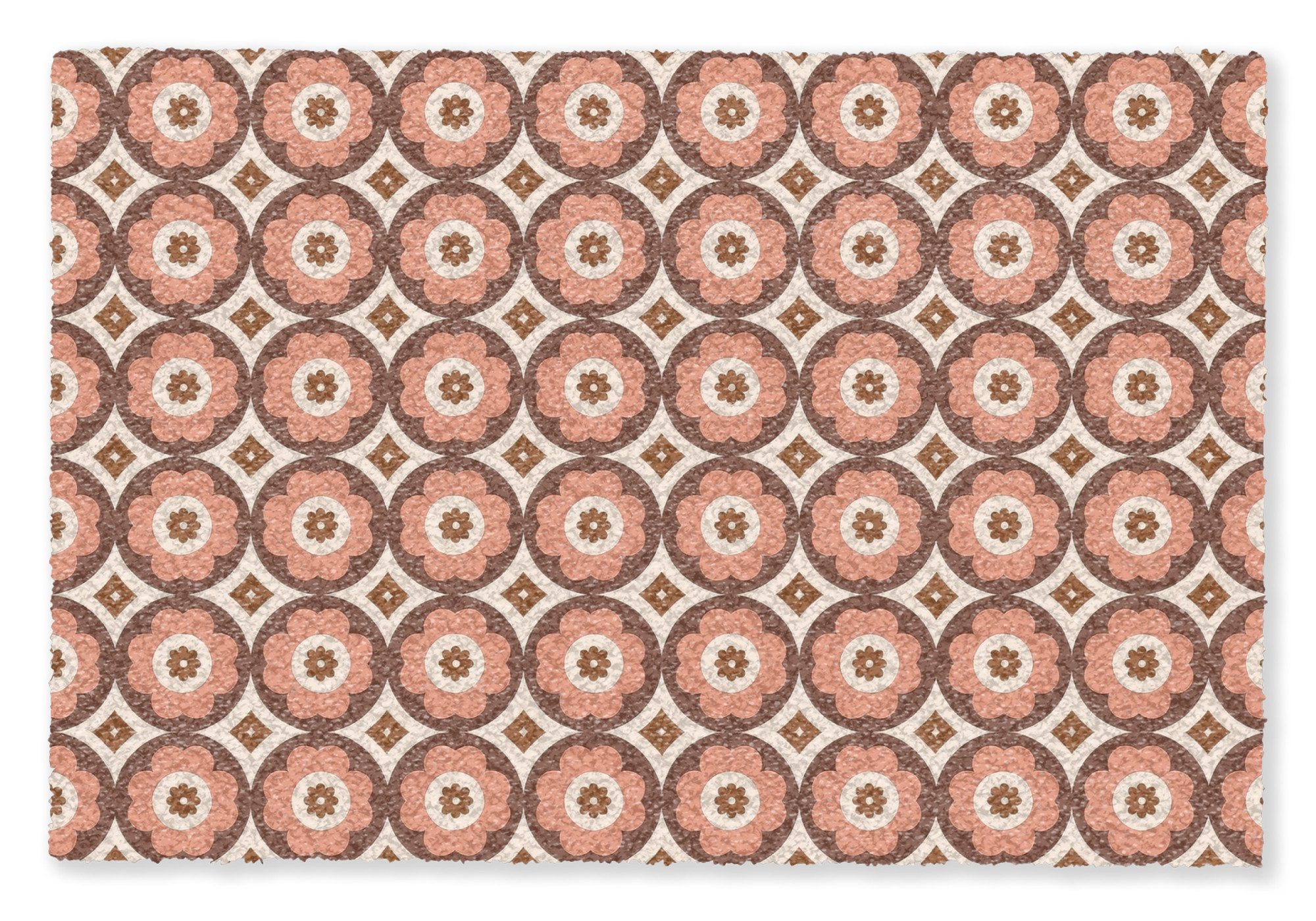 MuchoWow Fußmatte Blumenformen - Muster - Rosa - Vintage, Rechteckig, innen Schmutzfangmatte, Tür, Schmutzfänger Flur, Teppich 60x40 cm