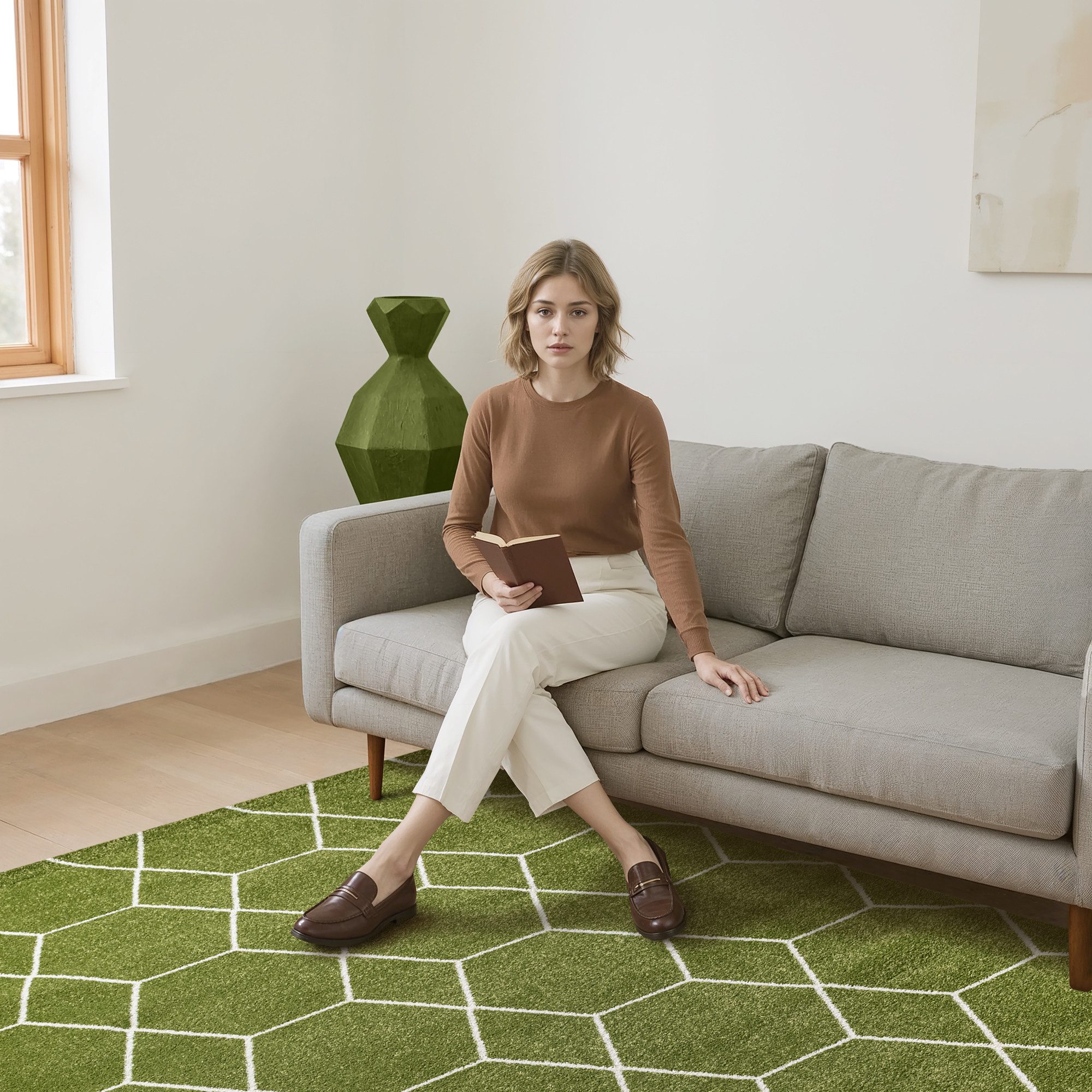 Sanat Teppich Trellis, rechteckig, Höhe: 10 mm, Kurzflor, skandi, boho, auch als Läufer und in rund