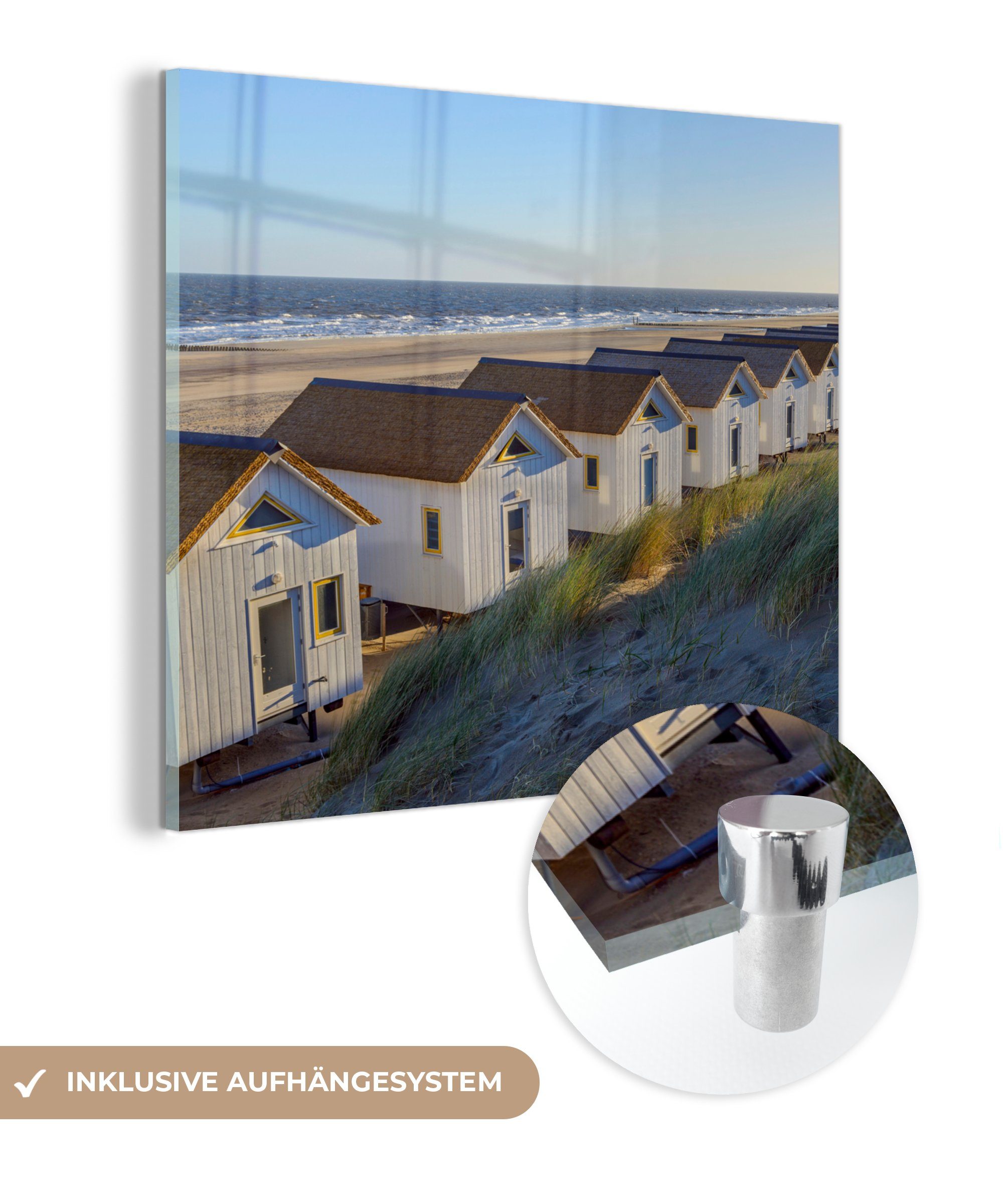 MuchoWow Acrylglasbild Rückseite der Strandhäuser, (1 St), Glasbilder - Bilder auf Glas Wandbild - Foto auf Glas - Wanddekoration