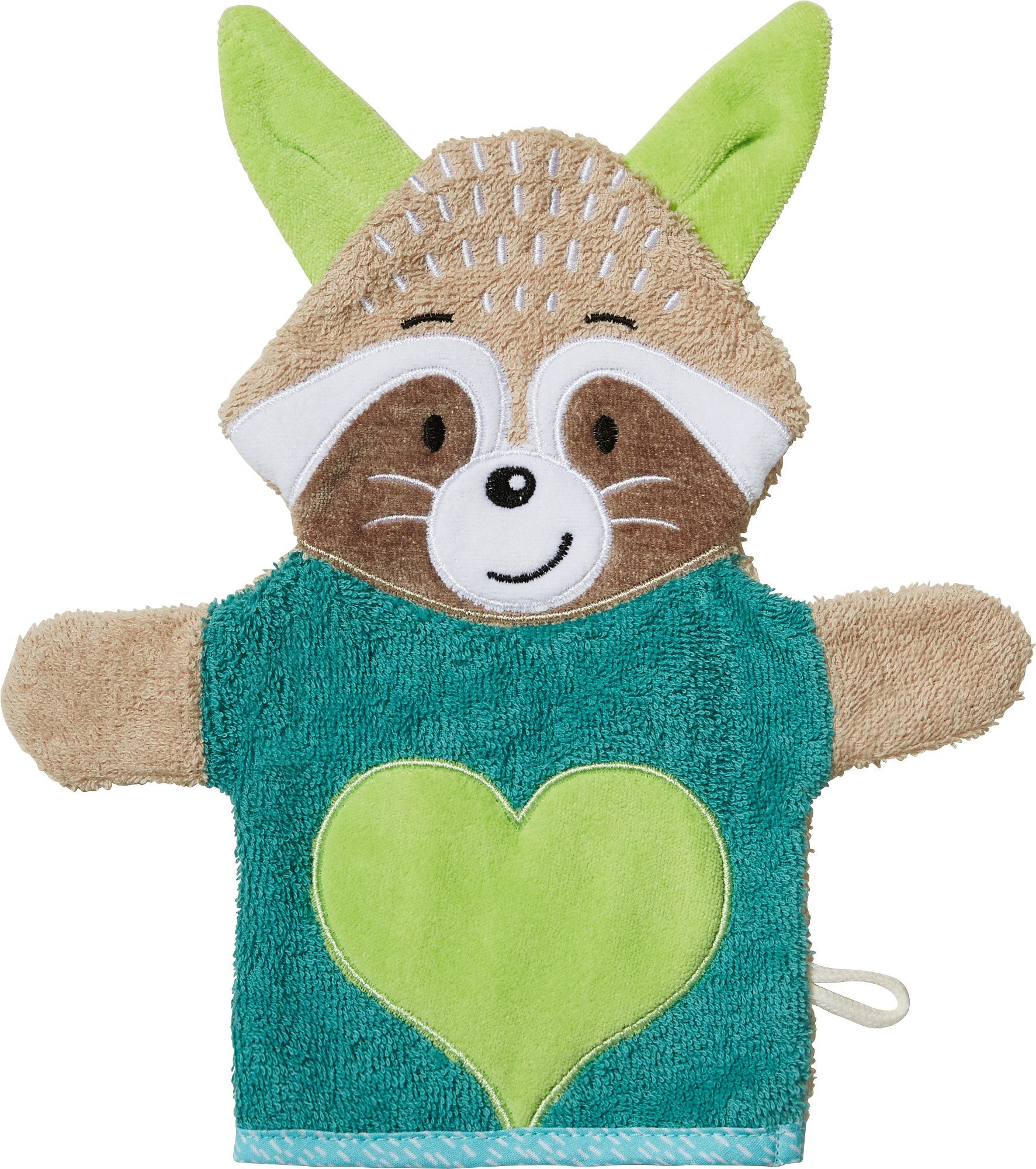 Erwin Müller Waschhandschuh Kinder-Waschhandschuh 2-in-1 "Waschbär", Walk-Frottier Tiermotive: Fuchs
