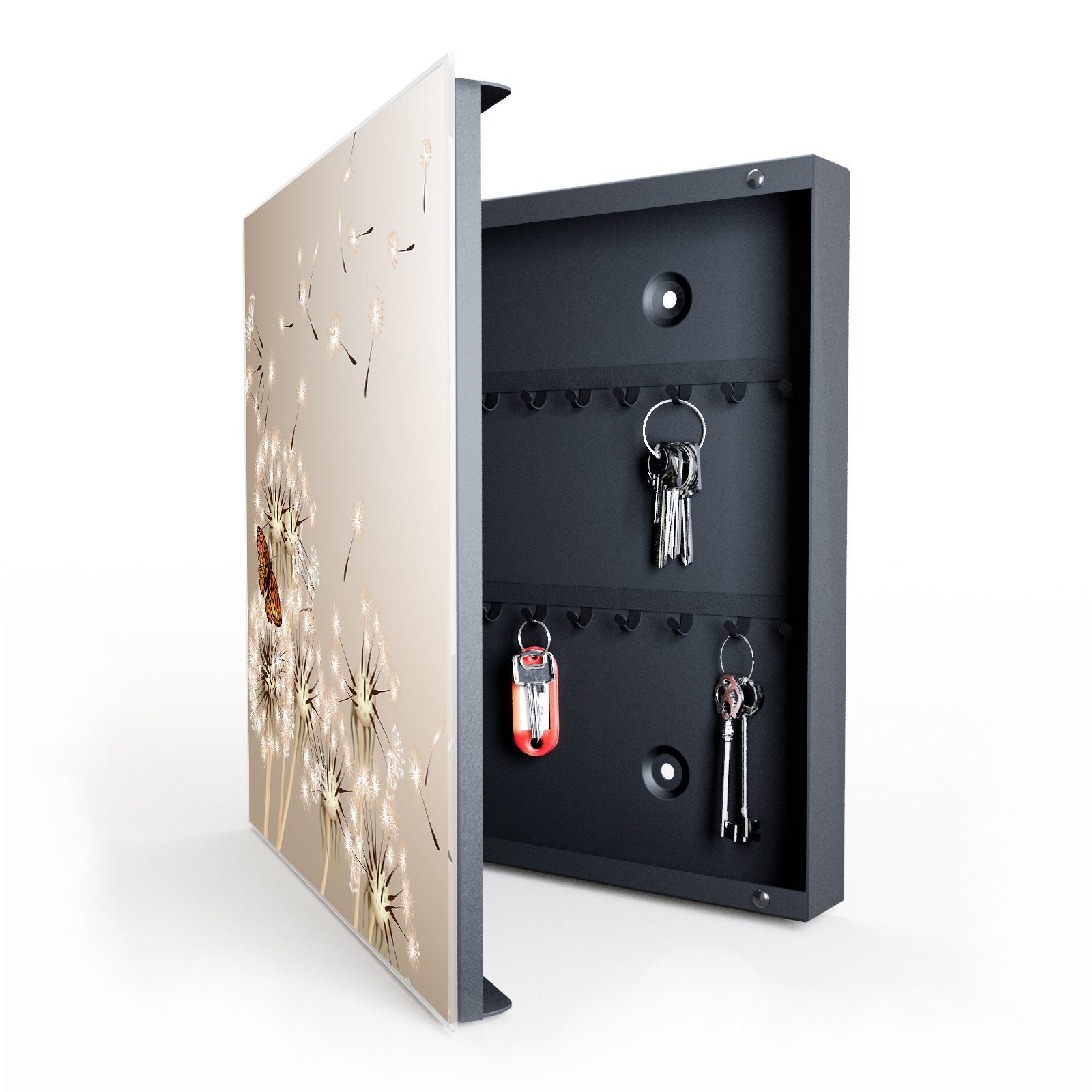 Primedeco Schlüsselkasten Magnetpinnwand mit Glasfront Löwenzahn und Schmet günstig online kaufen