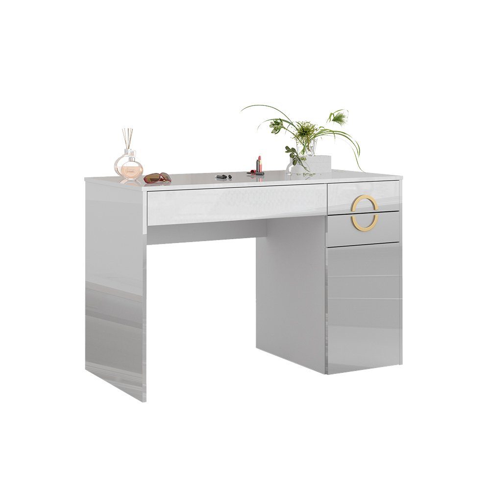 Vicco Schminktisch Adela, Weiß Hochglanz, 115 cm mit 3 Schubladen