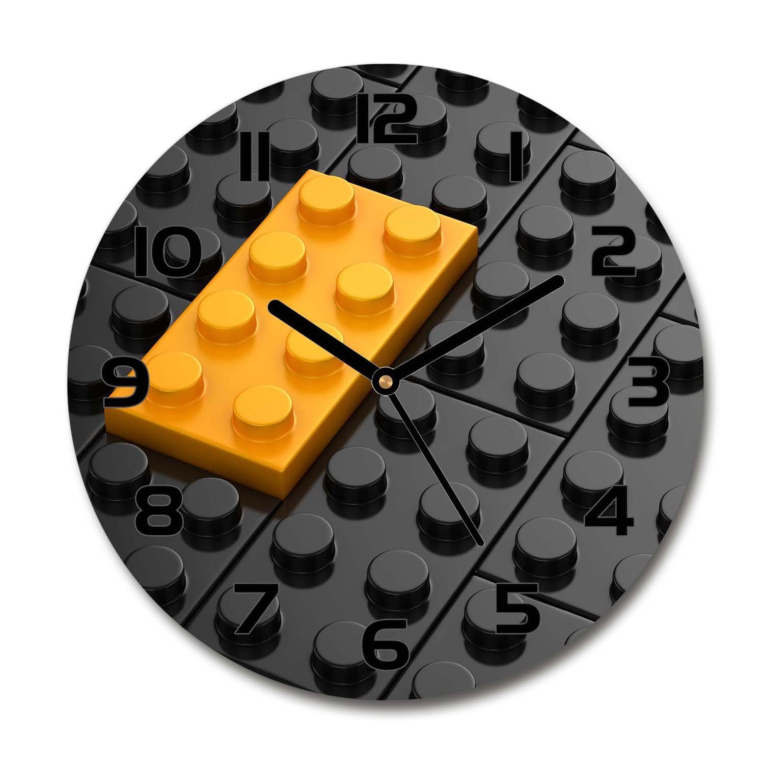 Tulup Uhr Wanduhr aus Glas Glasbild Glasuhr Gehärtetes Lego-Blöcke - 30fi cm Schwarze-Zeiger