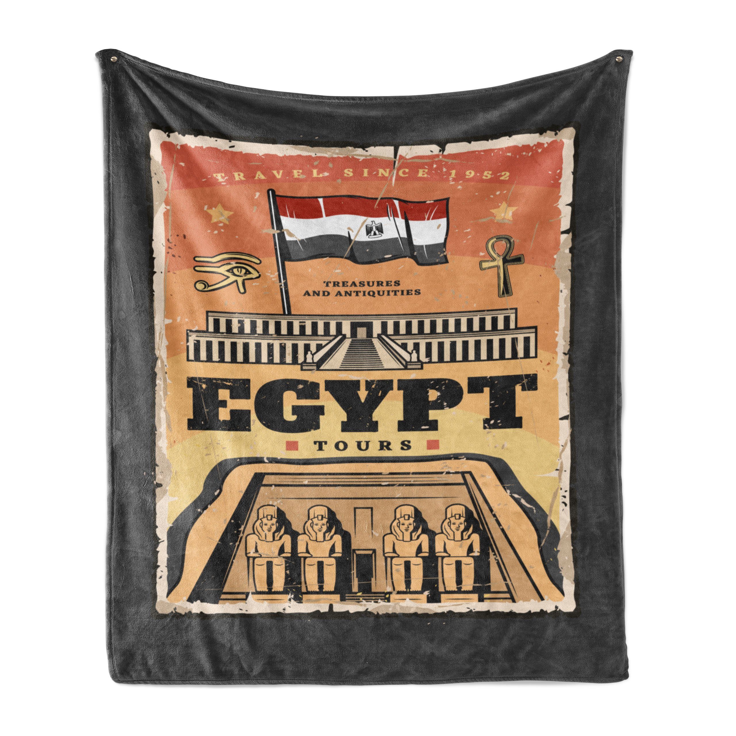 Wohndecke Gemütlicher Plüsch für den Innen- und Außenbereich, Abakuhaus, Weinlese-Ägypter Exotische Tour-Flagge